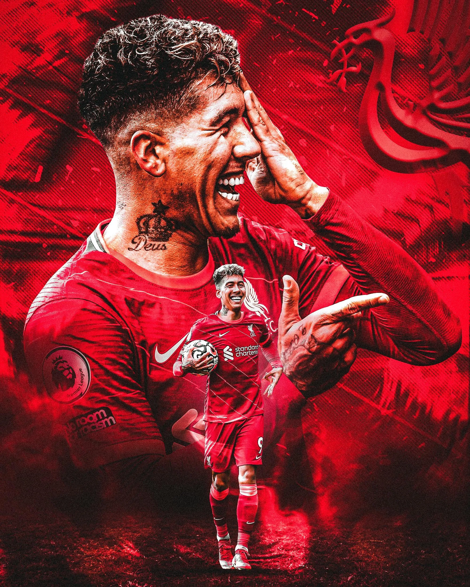 Celebrated Footballer in Dynamic Red Themed Action Design
