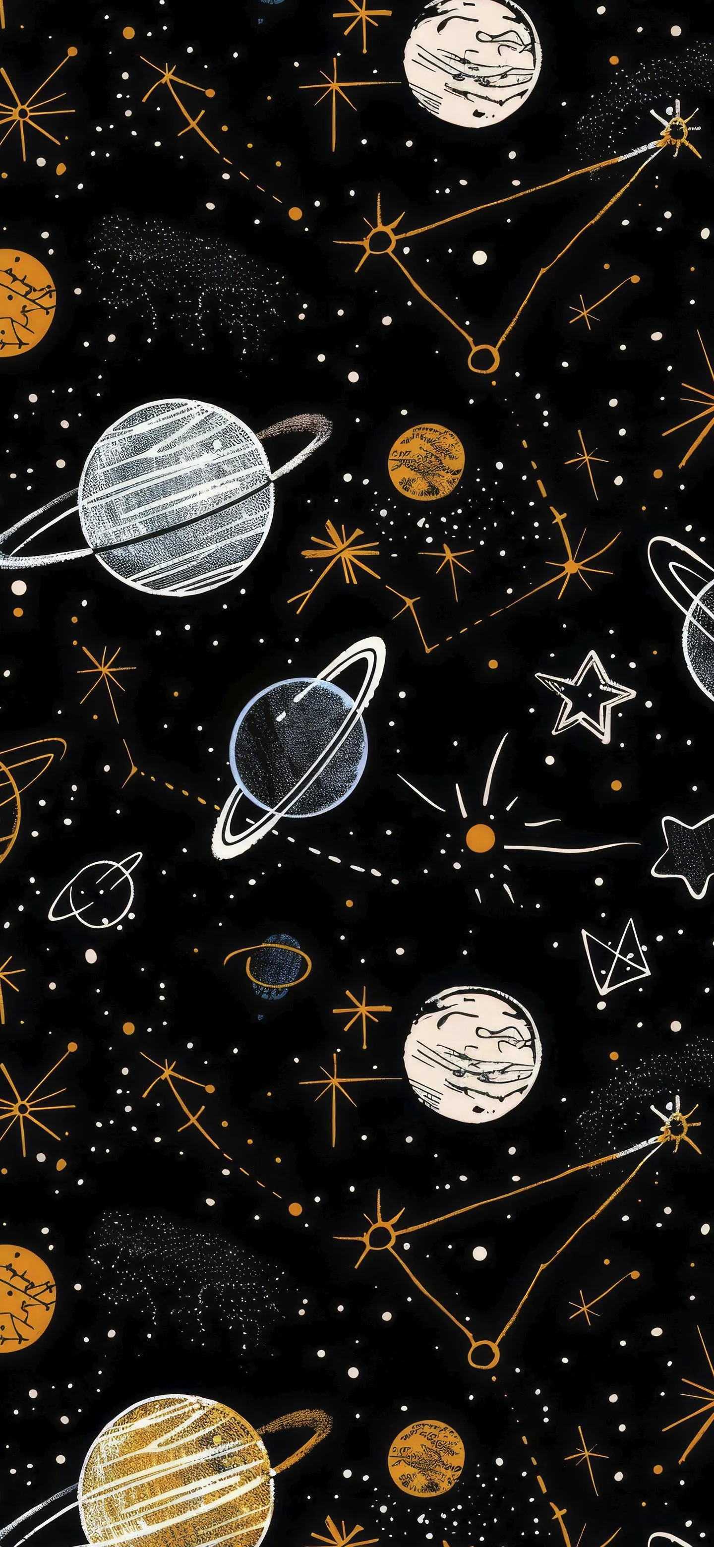 Celestial Outer Space Pattern Stars and Planets Theme