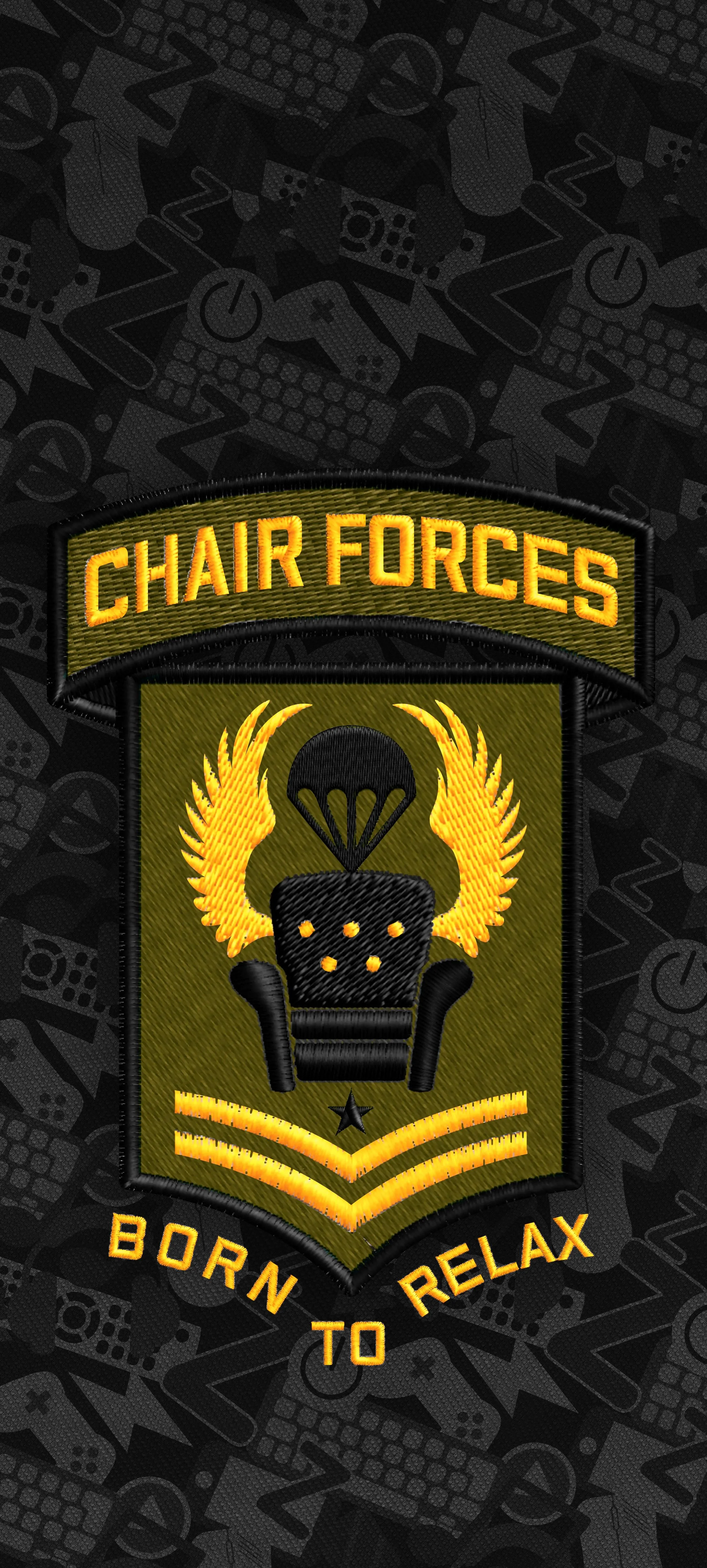 Chair Forces Logo for Humorous Gaming Phone Background