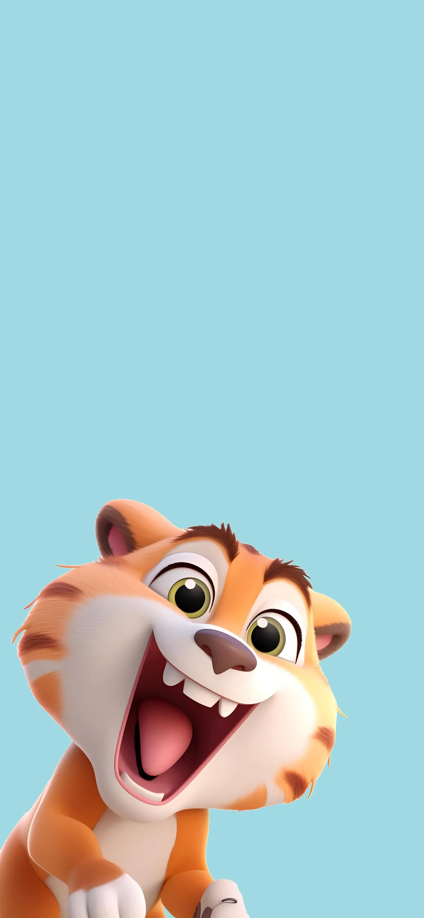 Cheerful Cartoon Tiger Character Wallpaper for Kids Phones