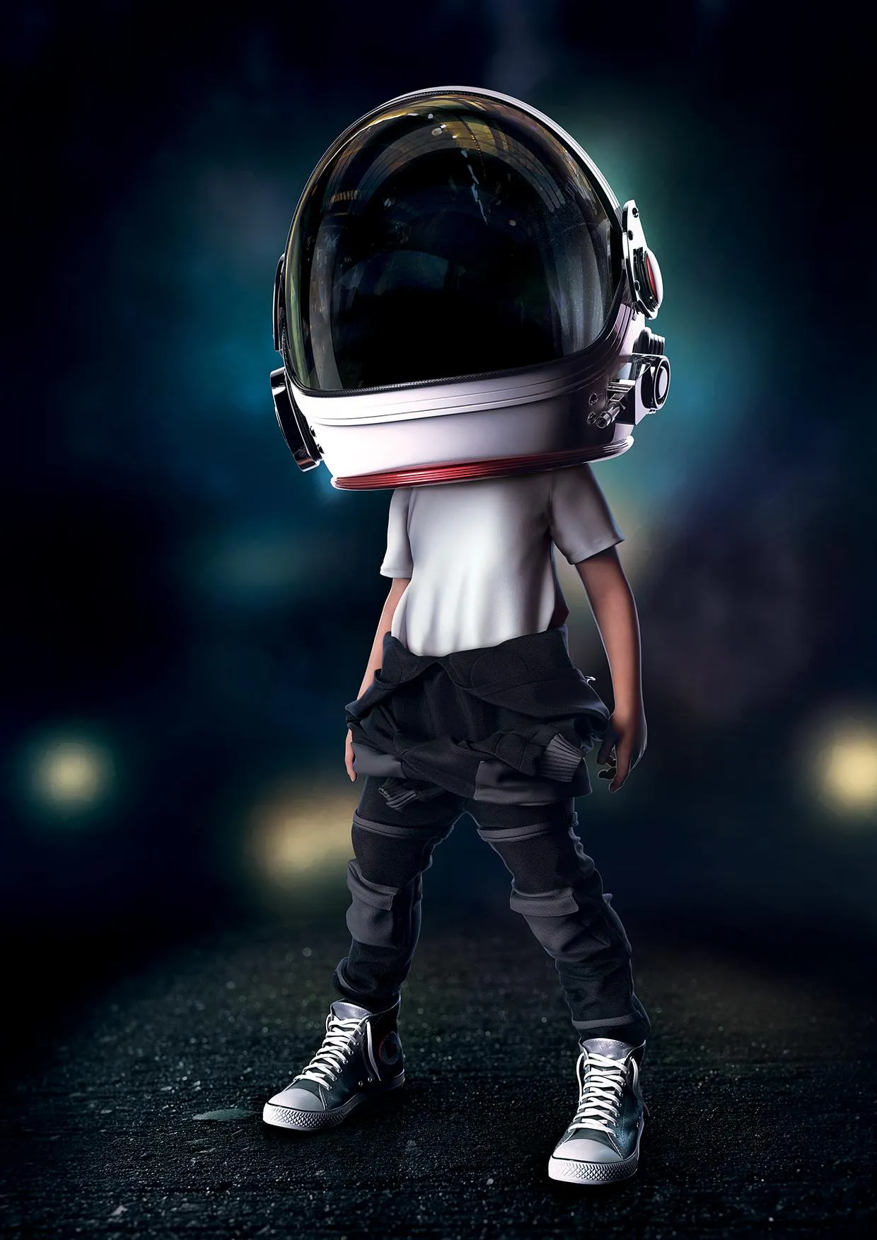 Child Astronaut in Dream Space Scene Mobile Wallpaper