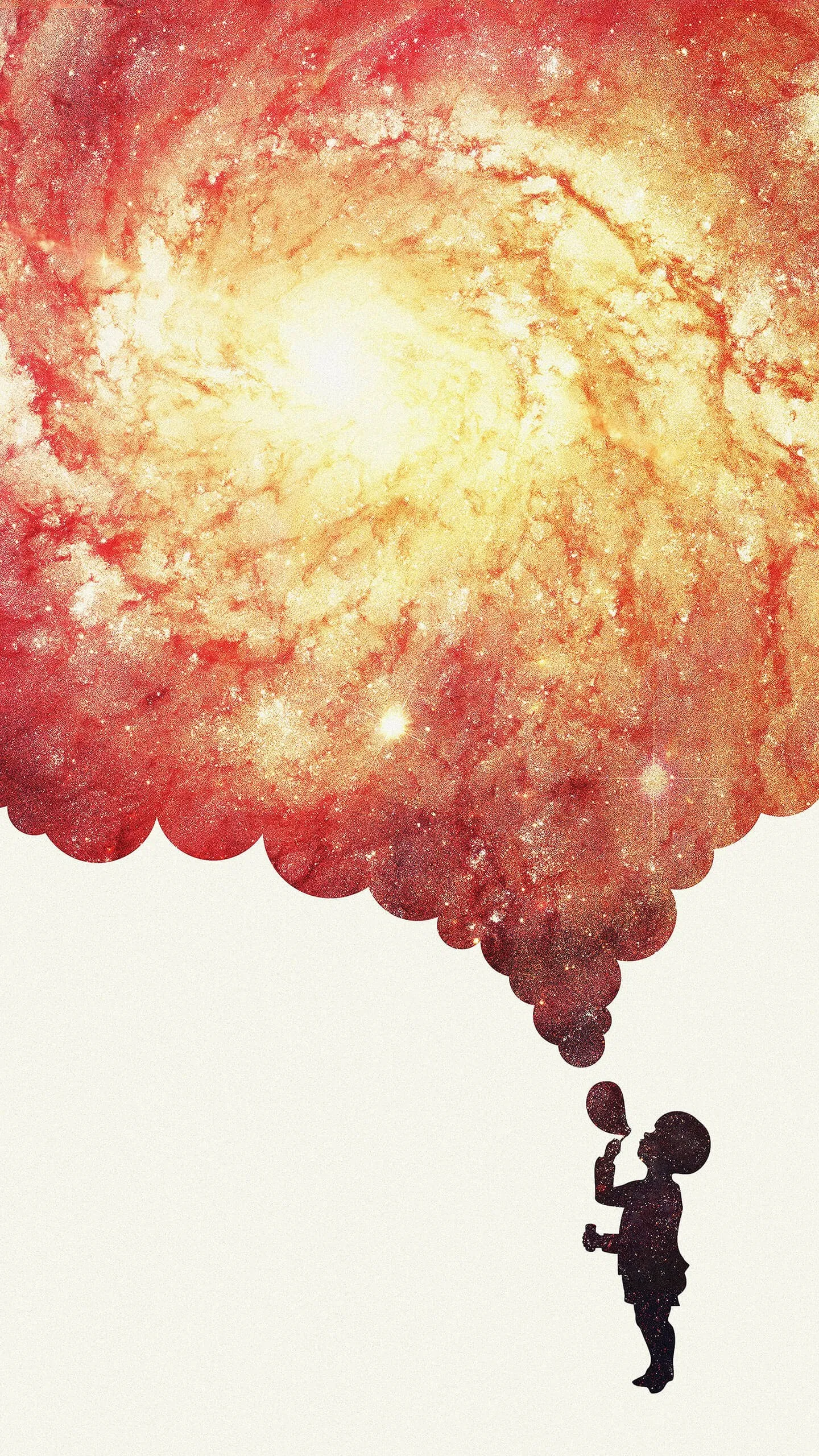 Child Blowing Bubbles That Form a Glowing Galaxy Image