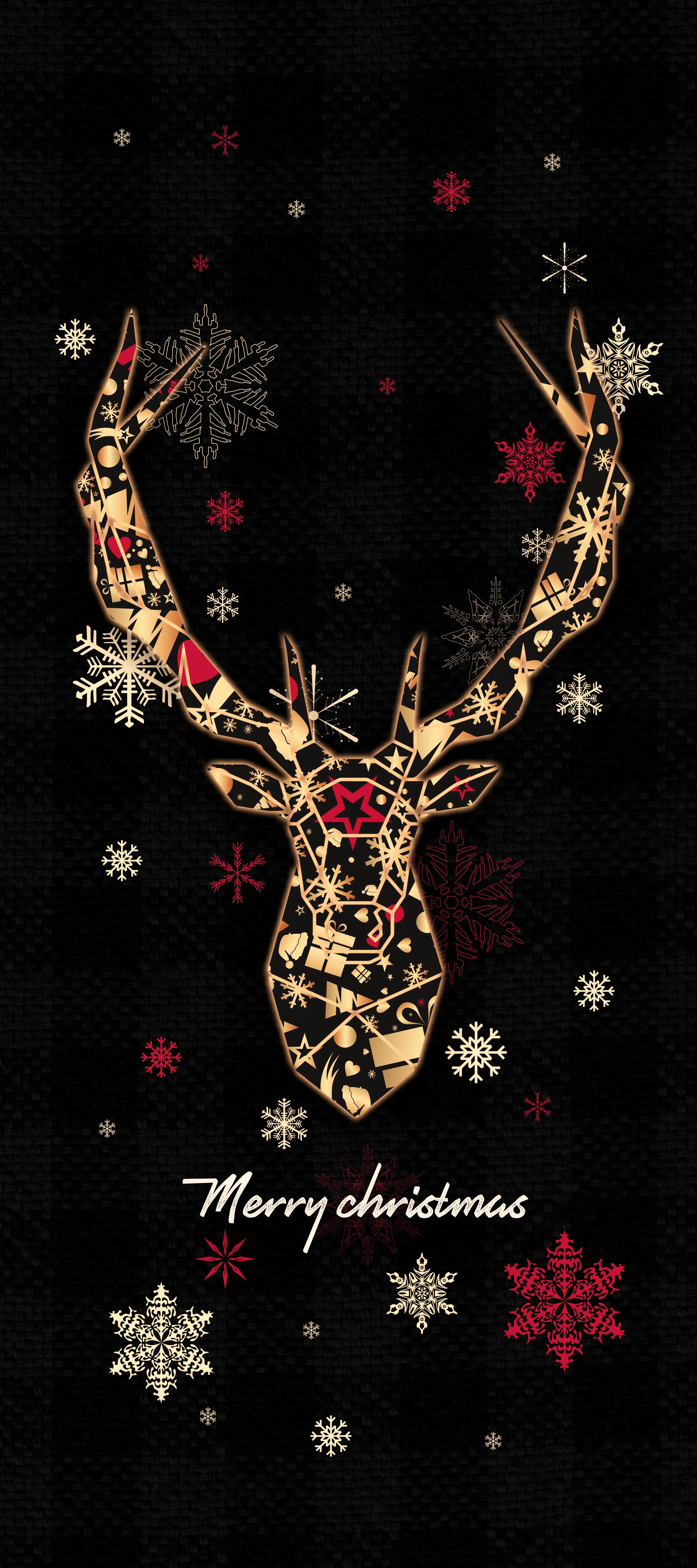 Christmas Deer Made of Golden Lights and Decorations Image