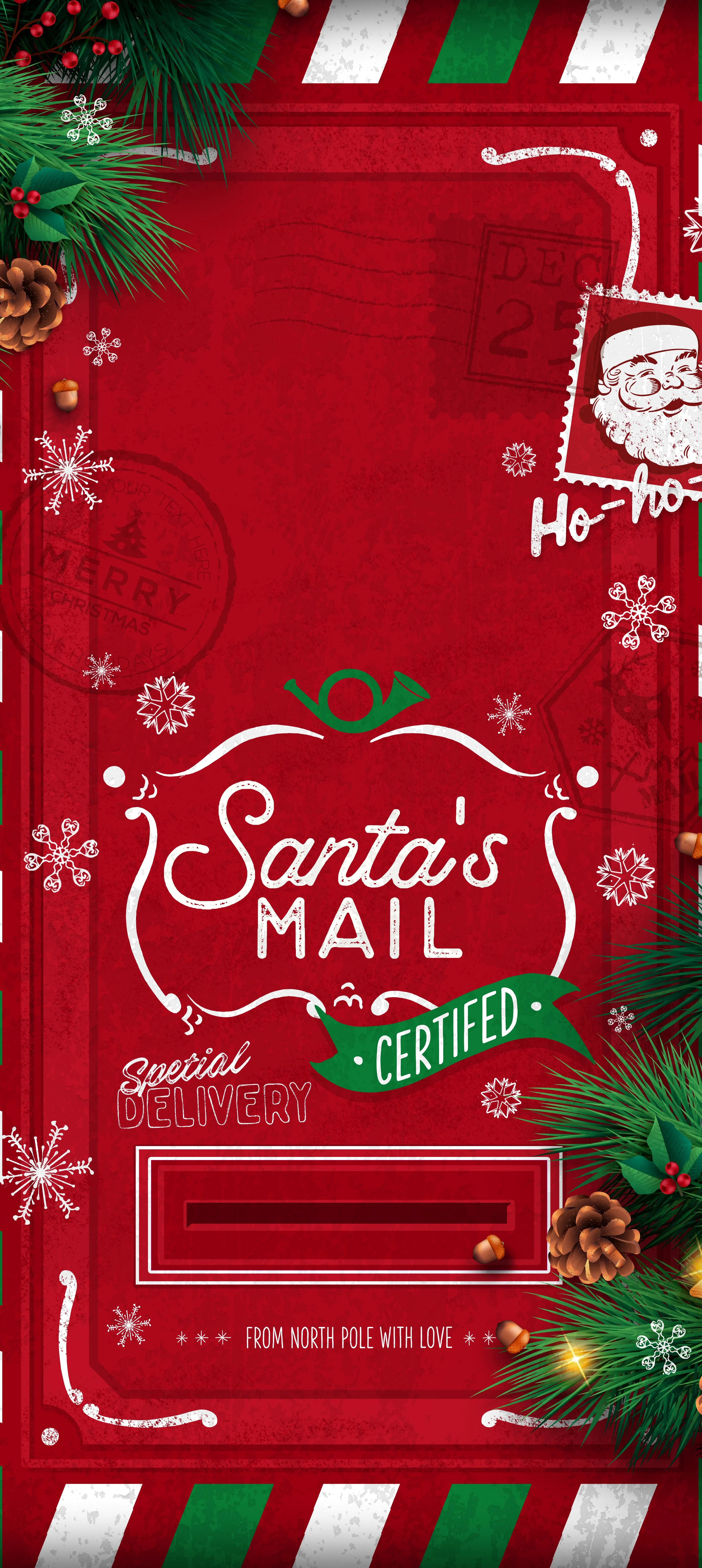 Christmas Envelope with Santa Mail Decoration on Red