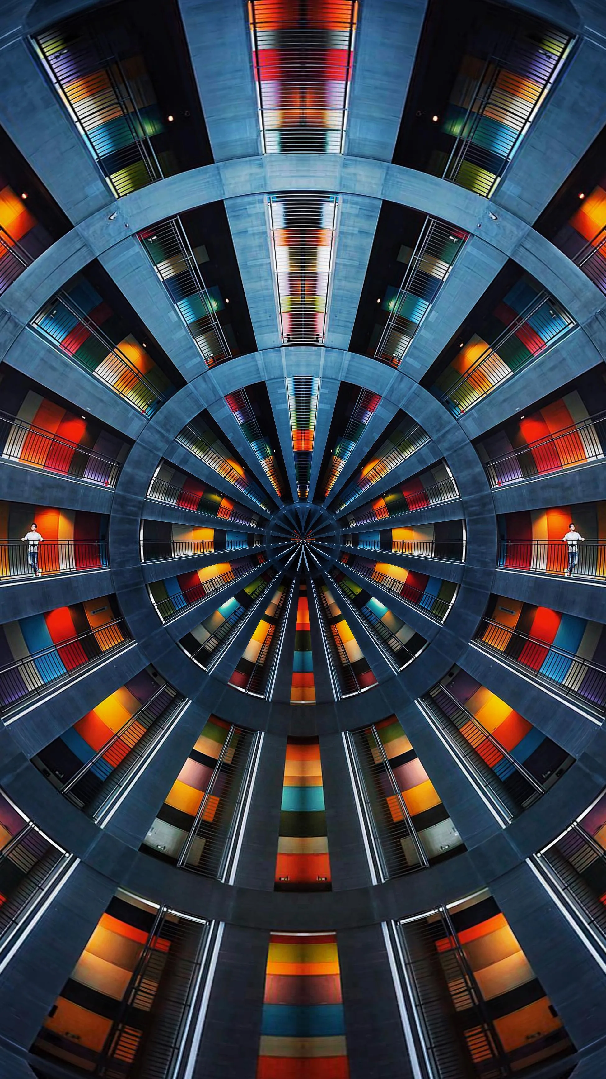 Circular Digital Pattern Creating a Futuristic Tunnel Look