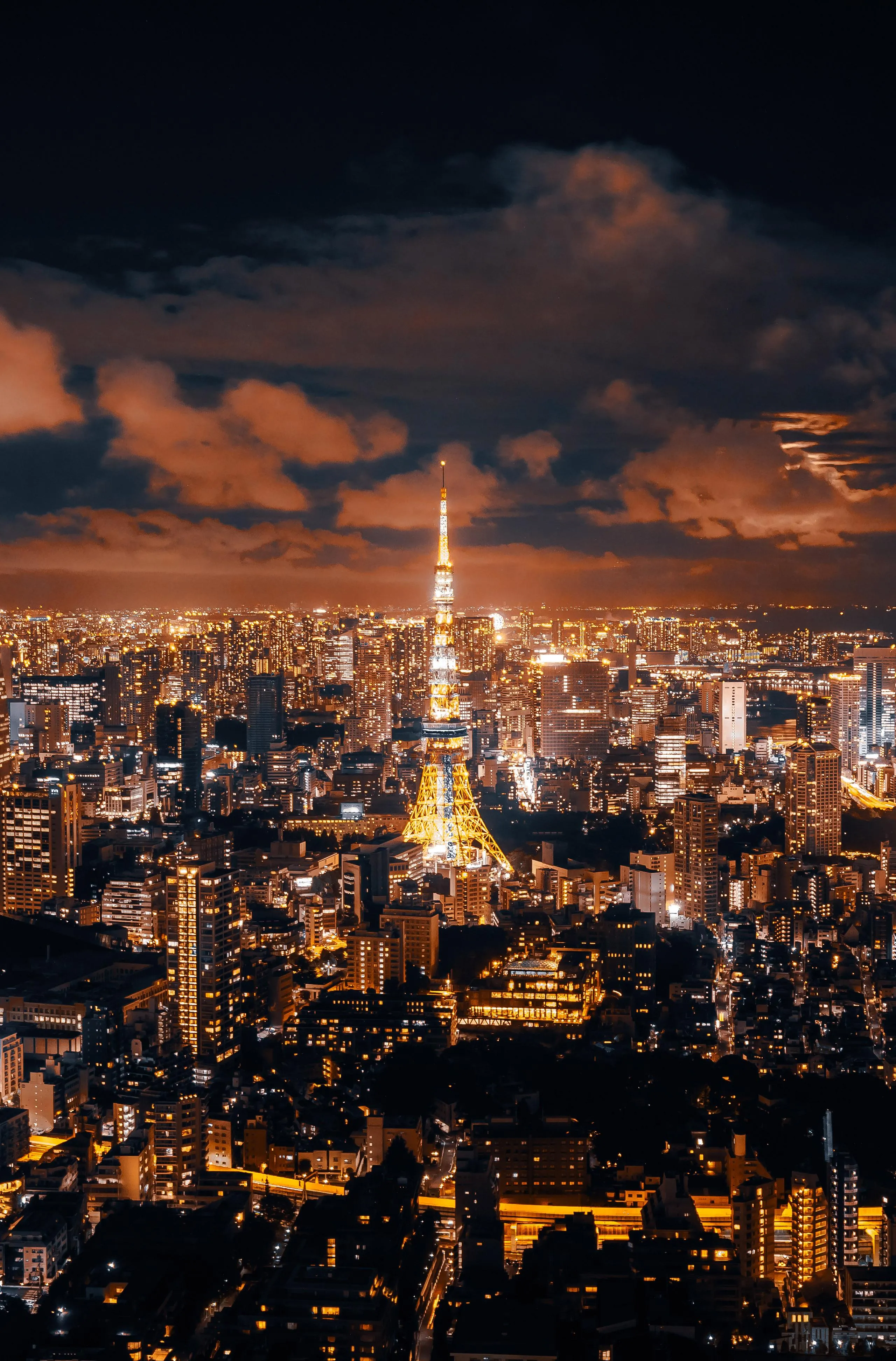 City Skyline Glowing Under Warm Golden Evening Light