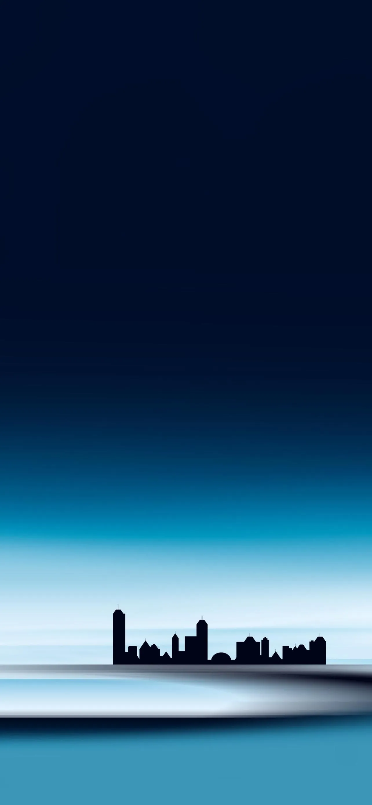 City Skyline Silhouette Under Deep Blue Gradient Sky