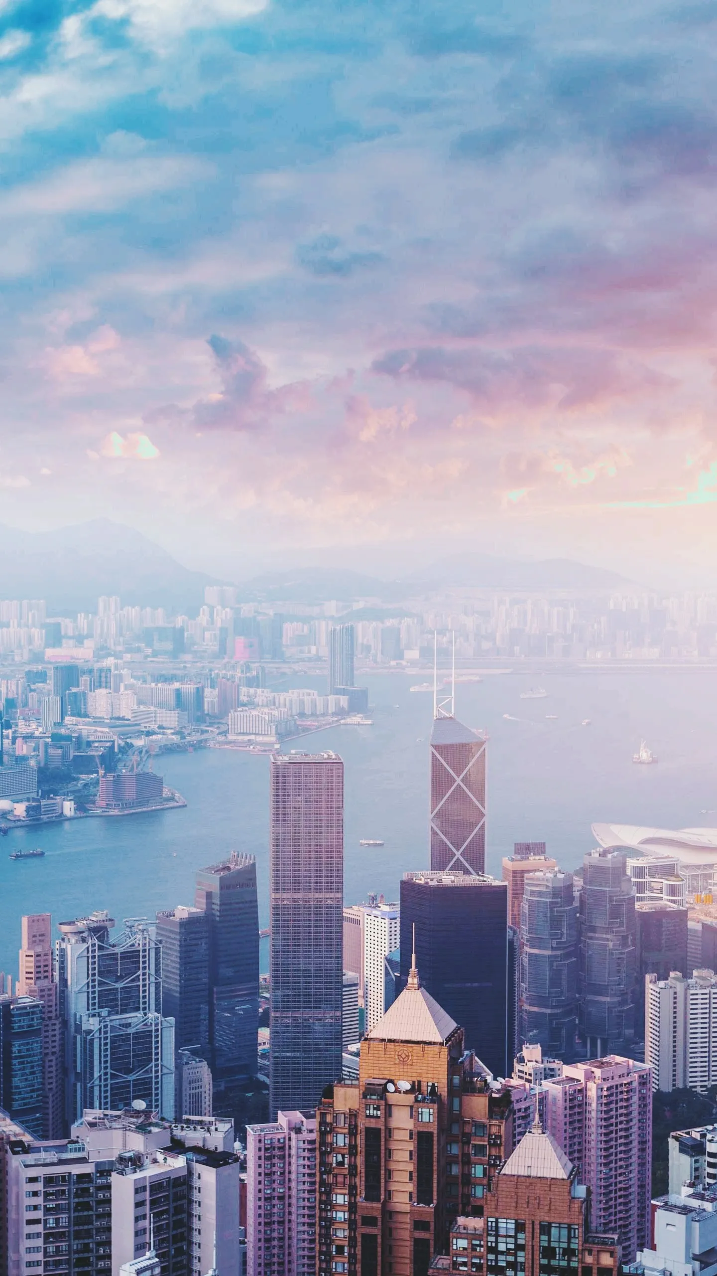 City Skyline with Blue Sky and White Clouds View Wallpaper
