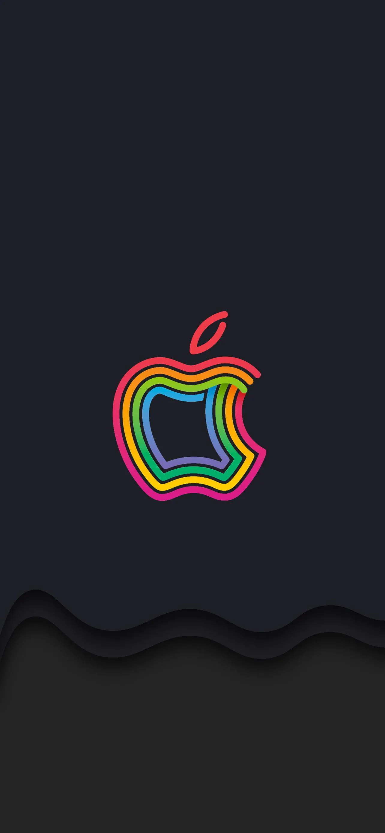 Classic Dark Colourful Apple Logo Retro Mobile Wallpaper