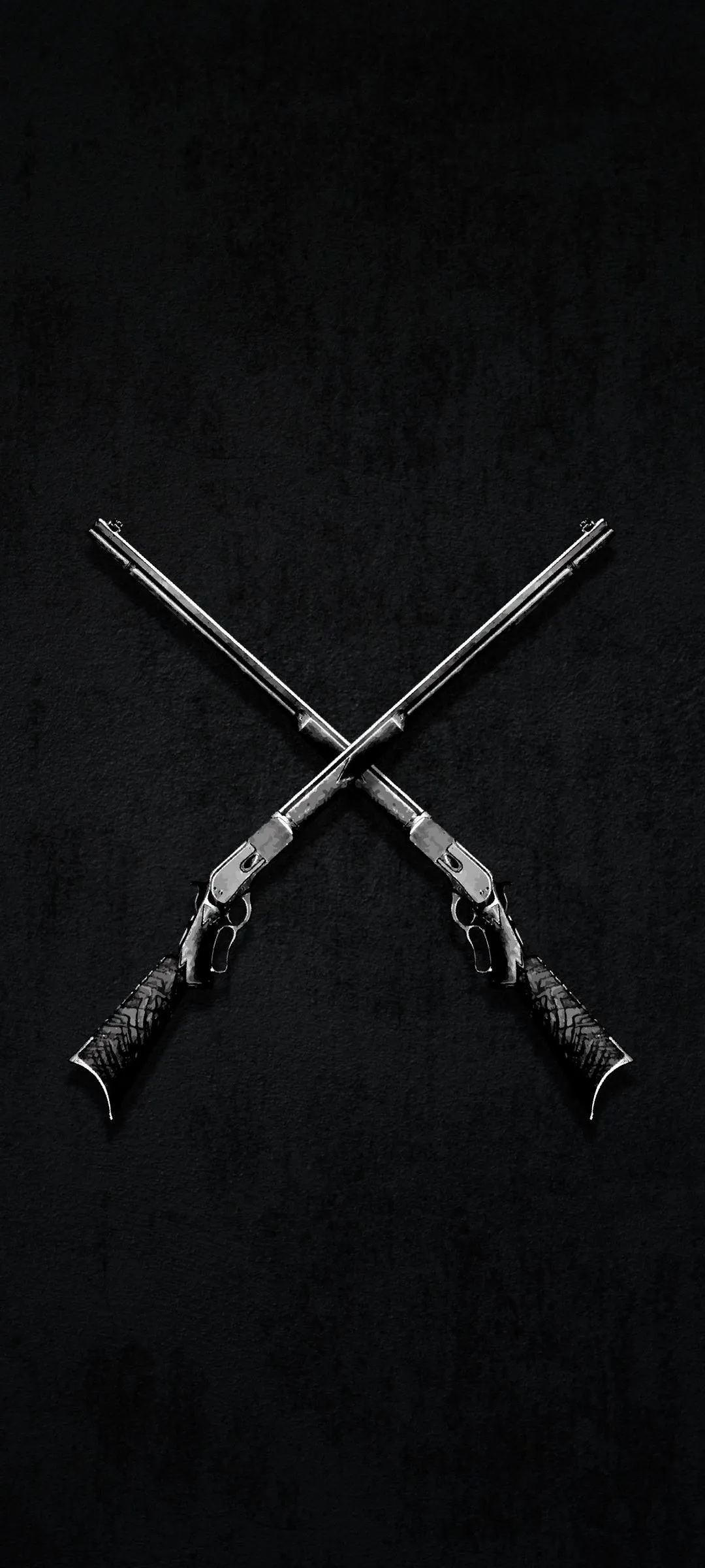 Classic Lever Action Rifles Crossed Against Dark Surface