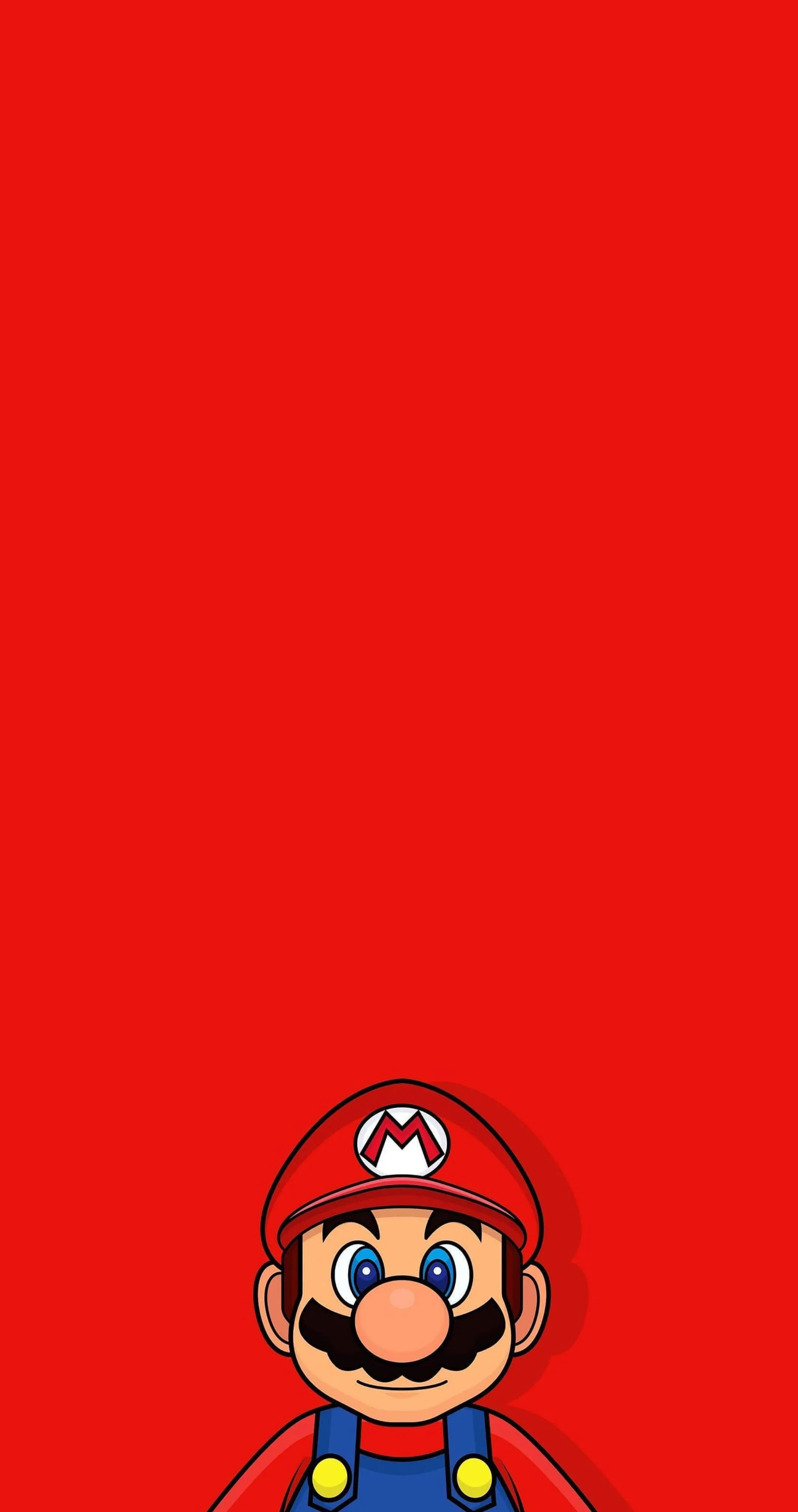 Classic Mario Game Character on Bright Red Background