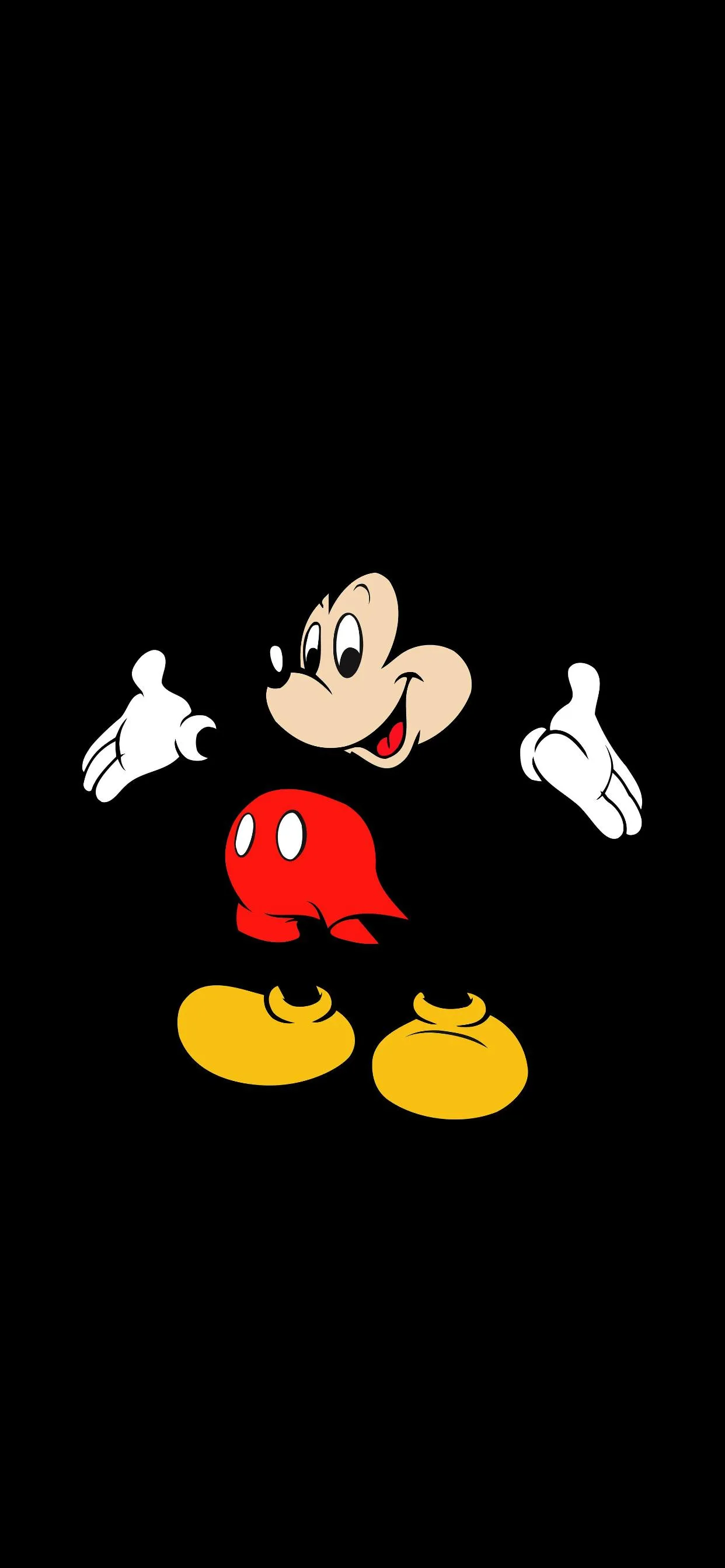 Classic Mickey Mouse Character Black Background Wallpaper