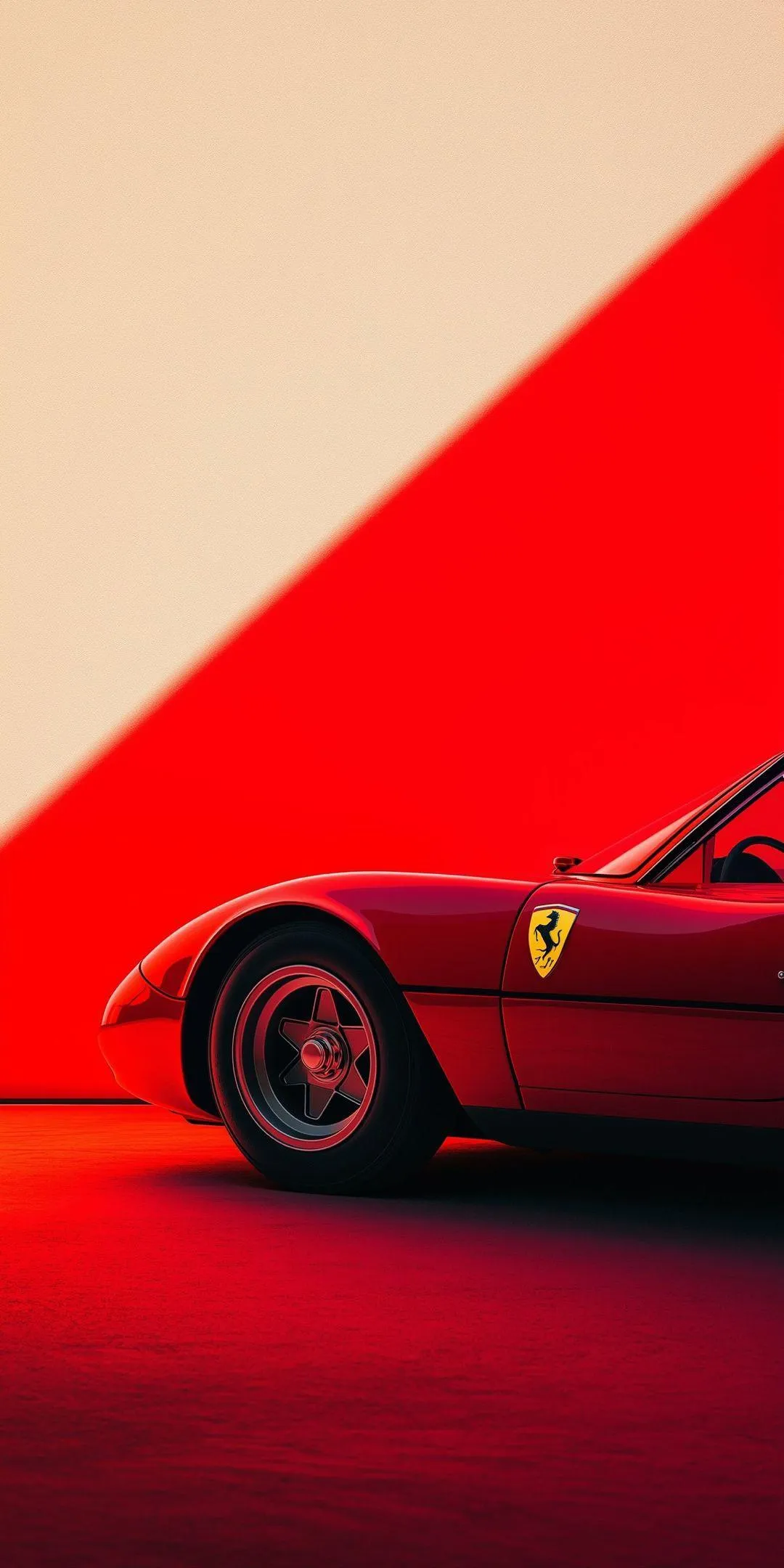 Classic Red Sports Car In Minimal Red And Beige Design