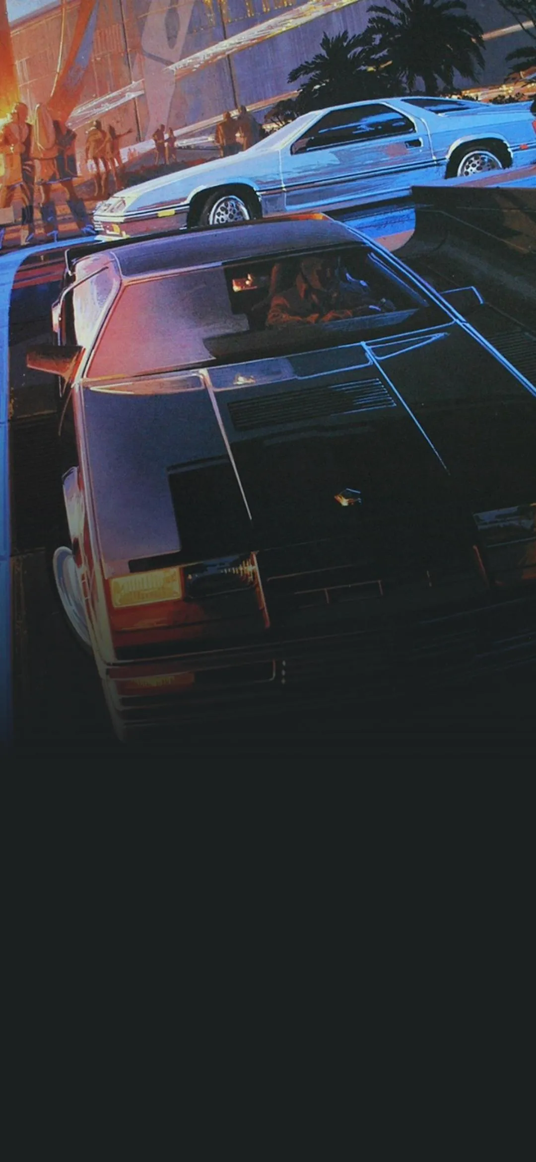 Classic Sports Car in Dim Urban Street Light Wallpaper