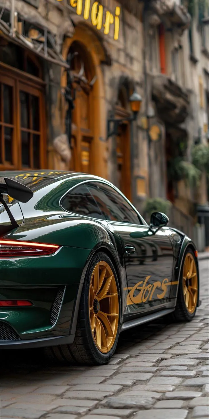 Classic Sports Car on European Street at Golden Hour