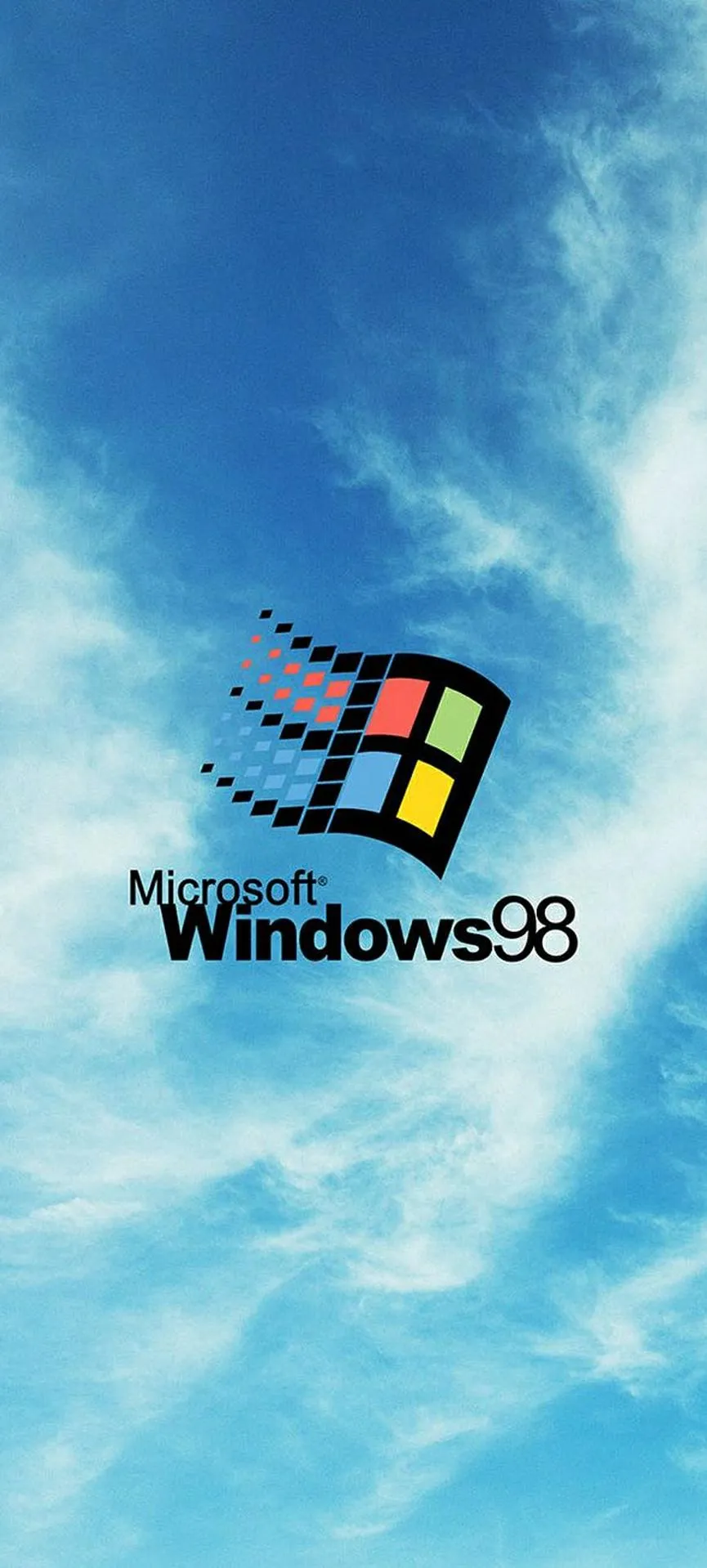 Classic Windows Logo Floating in Bright Blue Sky Wallpaper