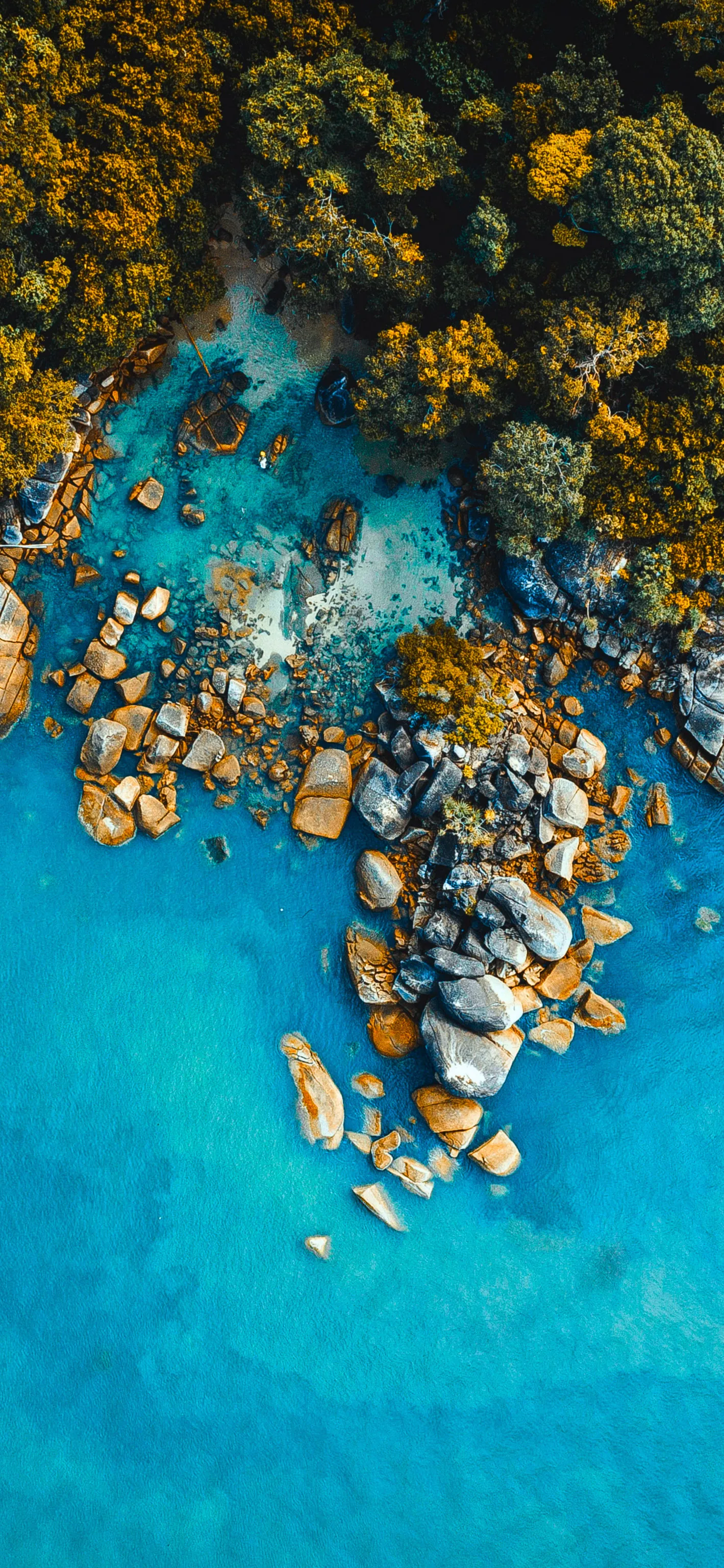Clear Turquoise Ocean with Tropical Island Shoreline
