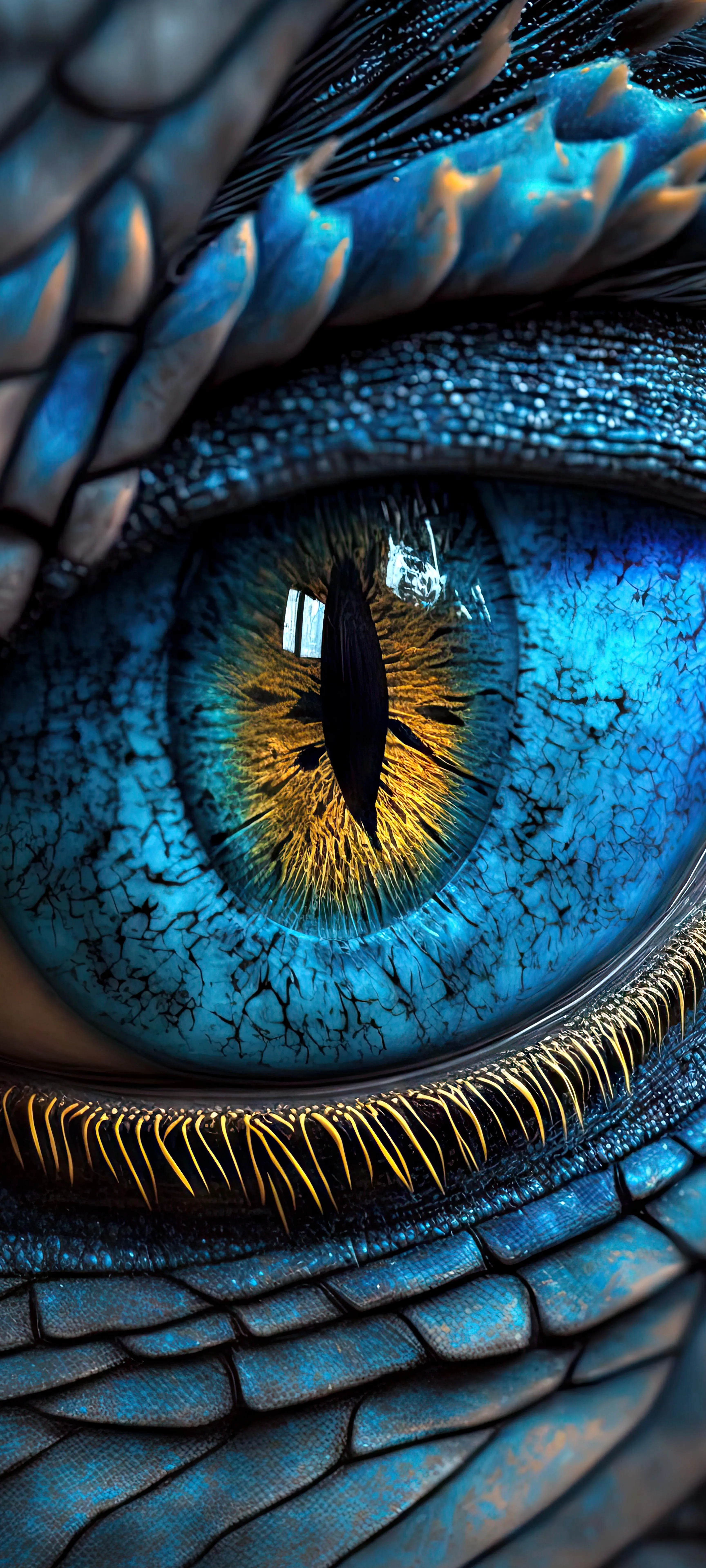 Close Up of Blue Dragon Eye with Scaly Textured Skin