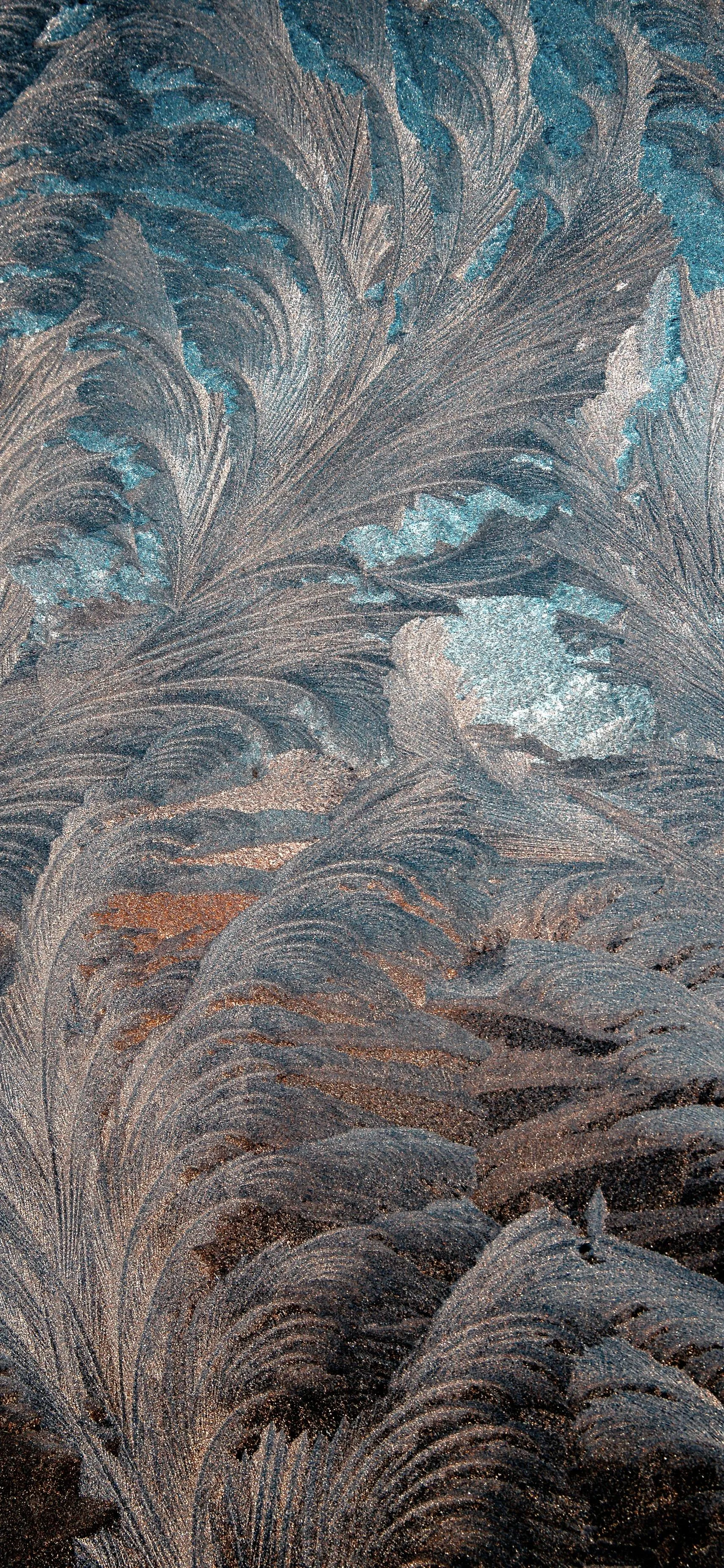 Close Up of Feather Like Frost Patterns on Glass Image