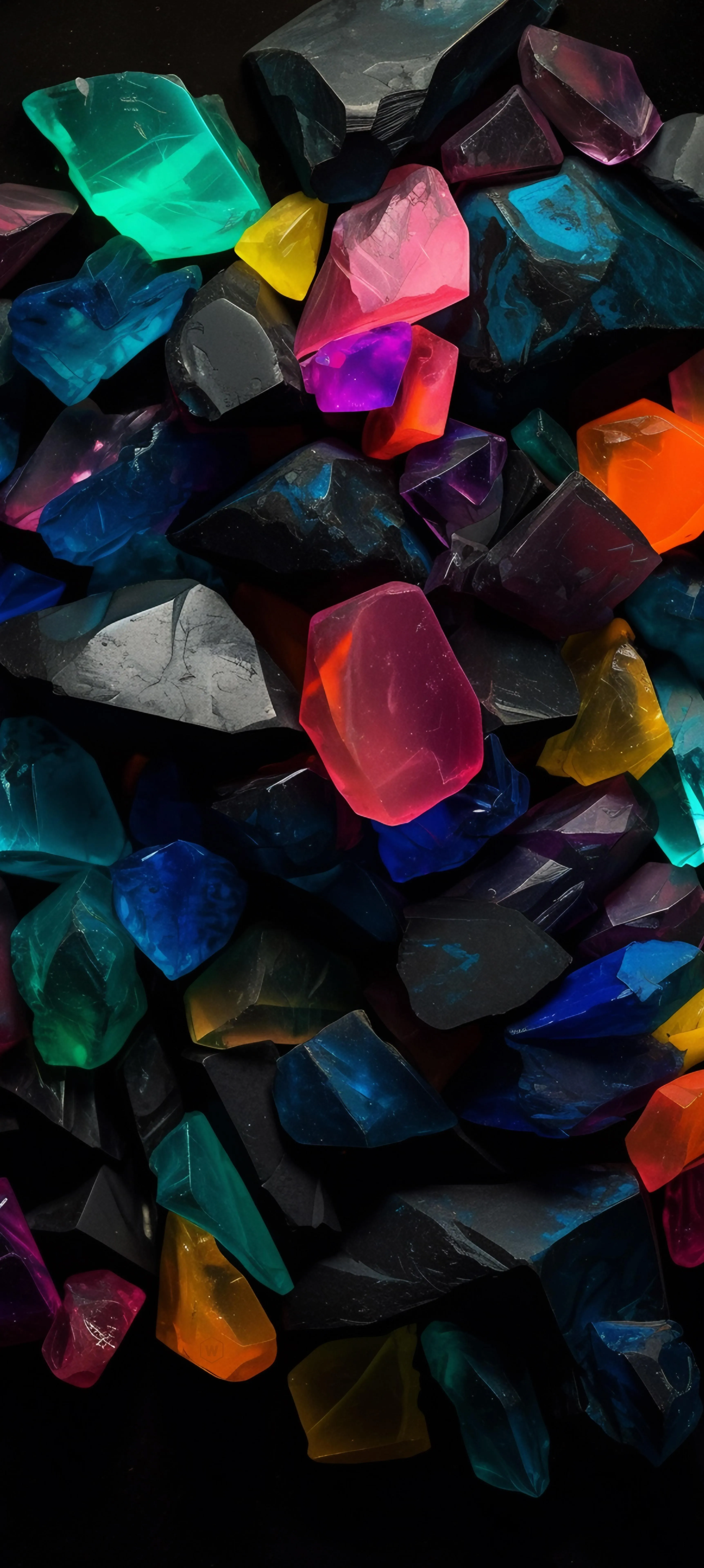Close Up of Multicolored Crystals and Gems Display Wallpaper
