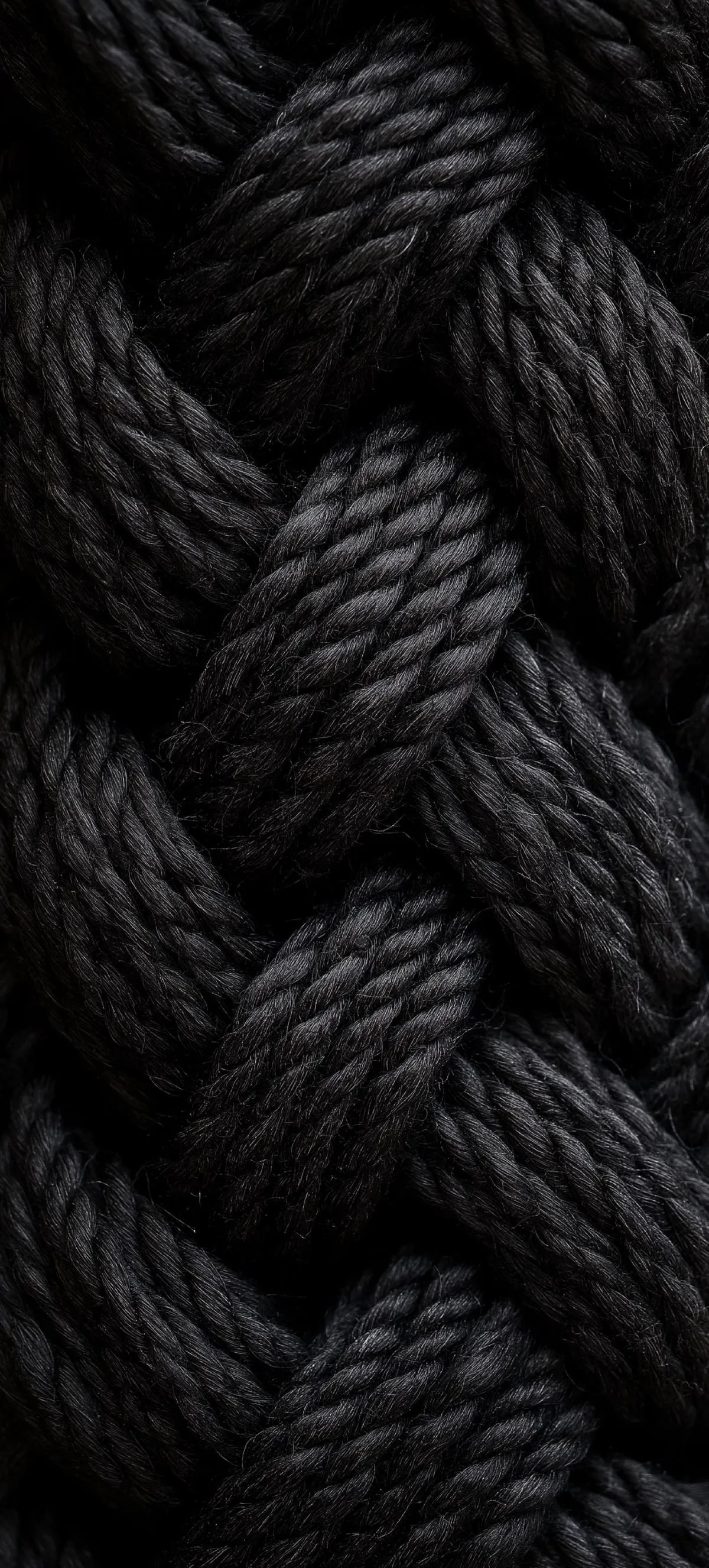 Closeup Detail of Black Braided Rope Texture Image HD