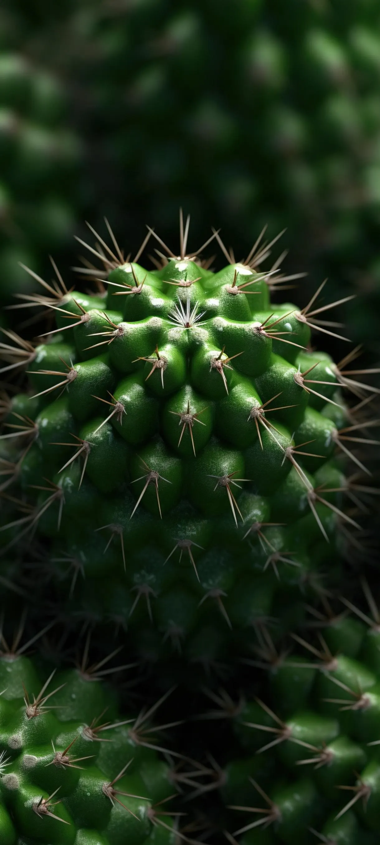Closeup Green Cactus with Natural Lighting Wallpaper