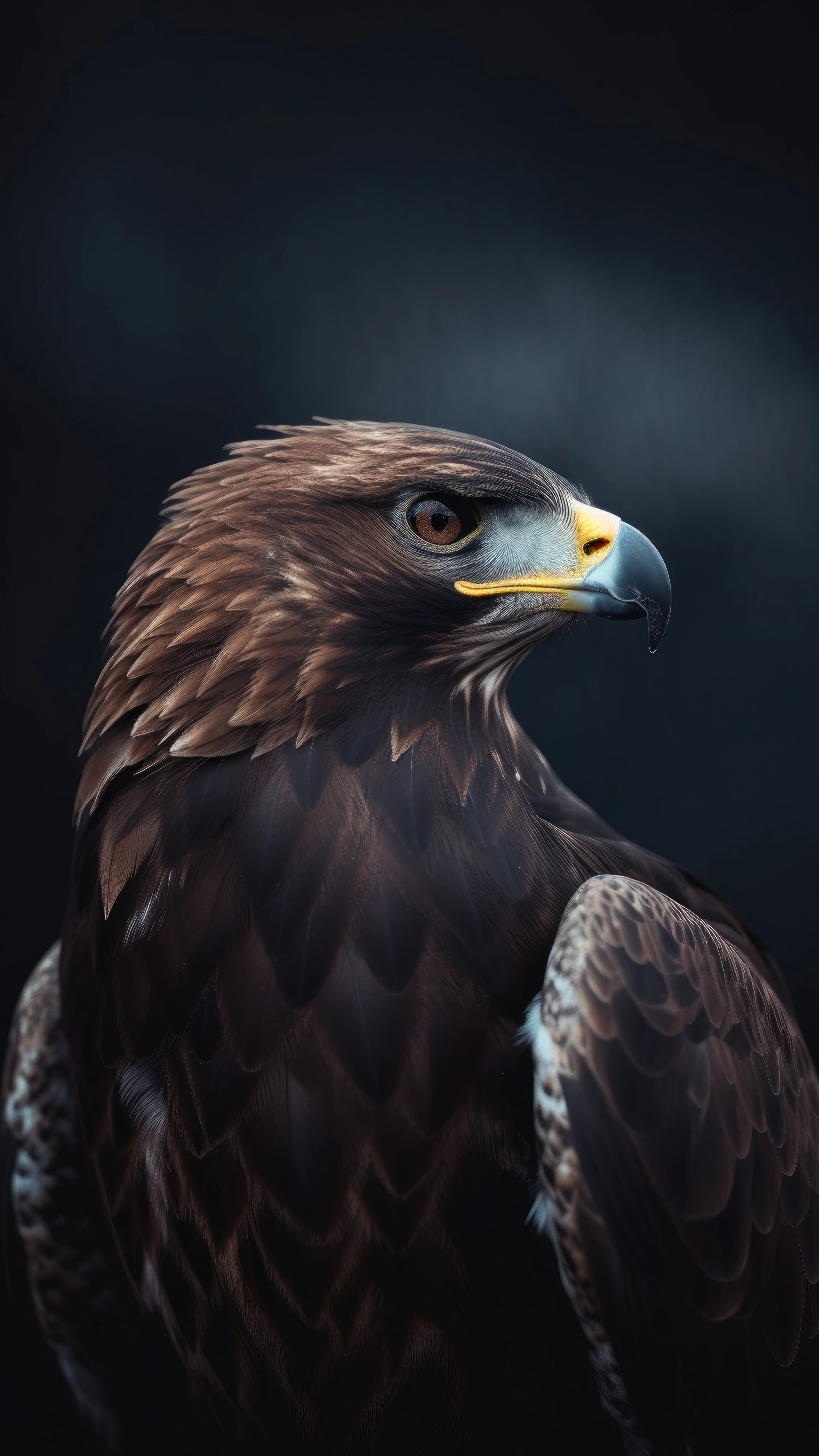 Closeup of Majestic Eagle with Sharp Eyes and Feathers