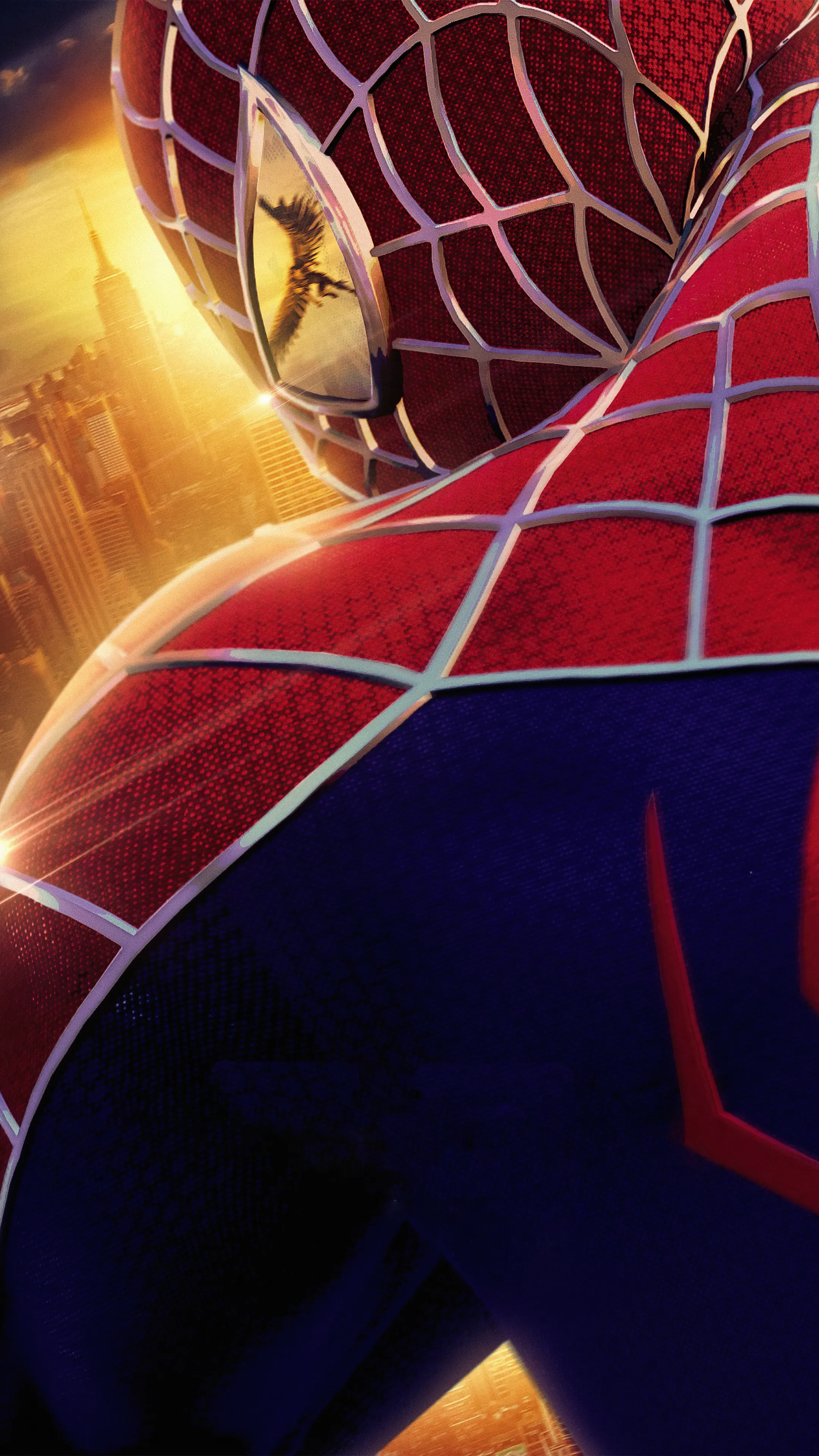 Closeup of Spider Hero Mask in Bright Golden Hue Wallpaper