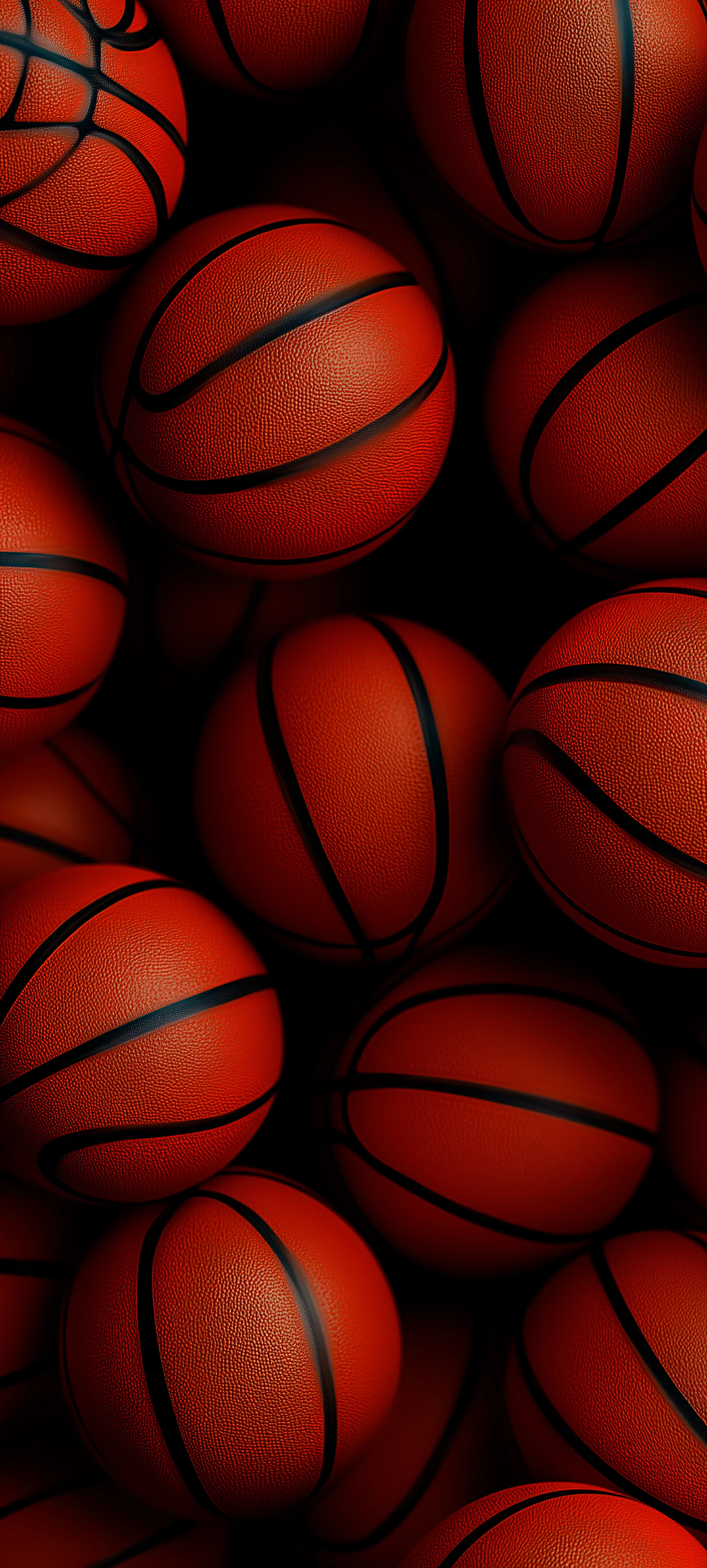 Cluster of Basketballs on Red Background Free Download