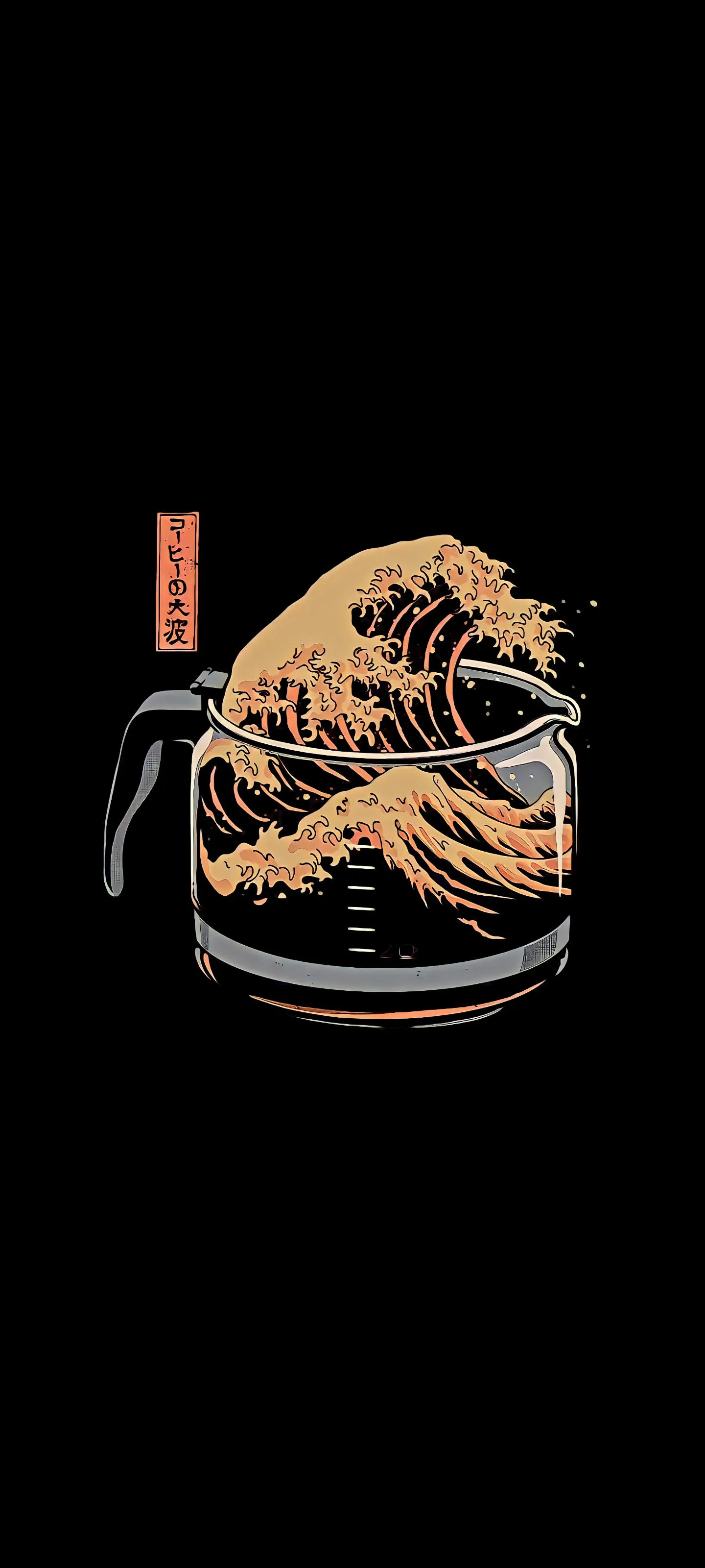 Coffee Art Inspired by Great Wave in Modern Minimal Style