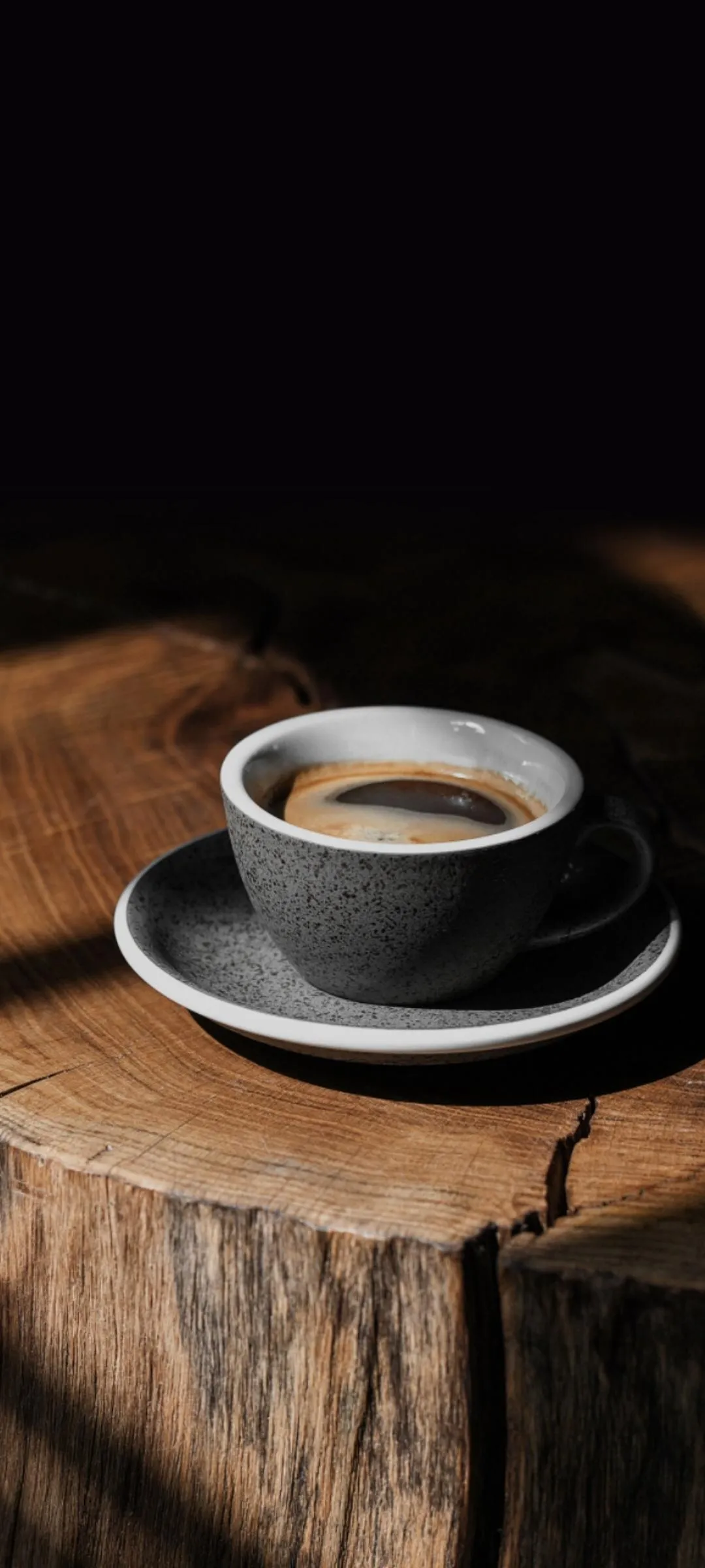 Coffee Cup on Wooden Table with Cozy Morning Mood Wallpaper