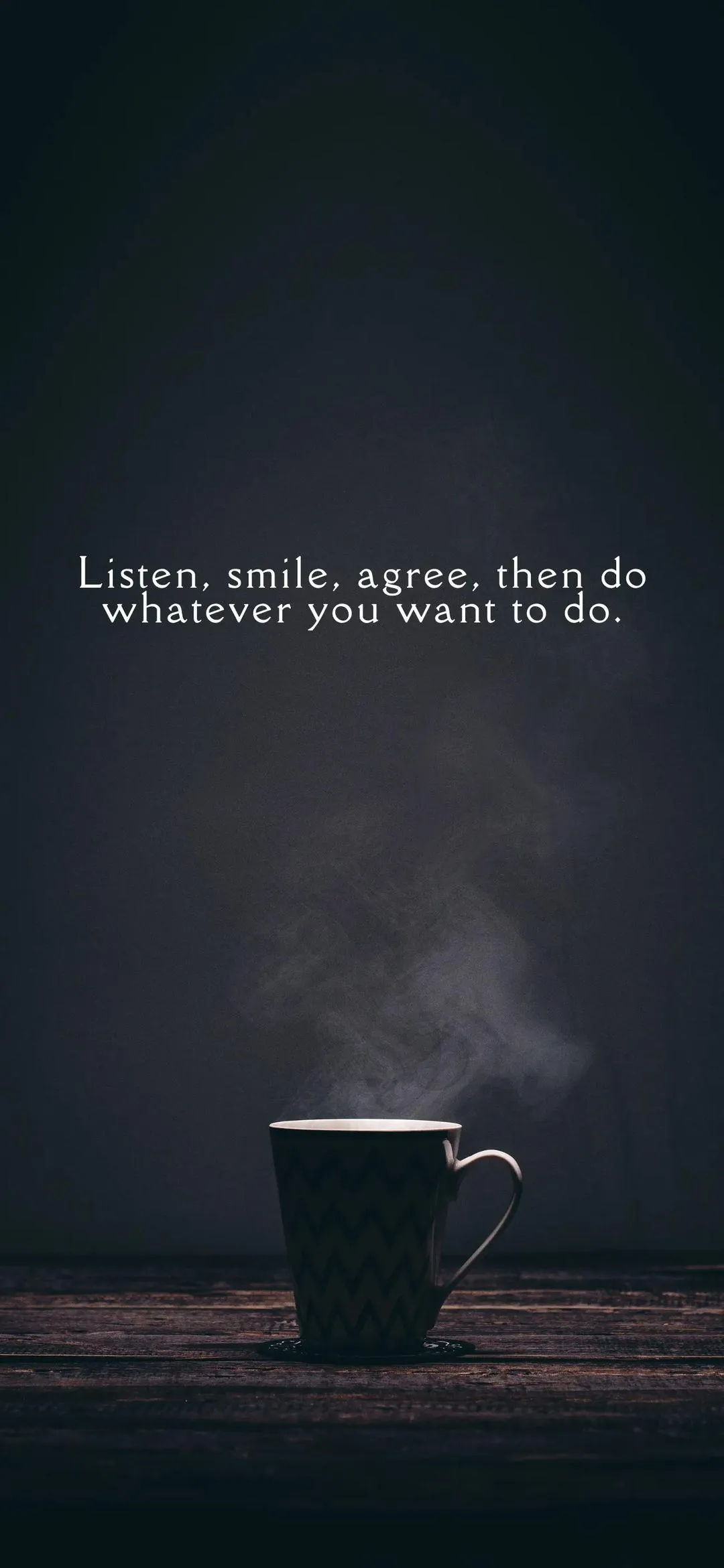 Coffee Cup with Motivational Quote in Foggy Morning