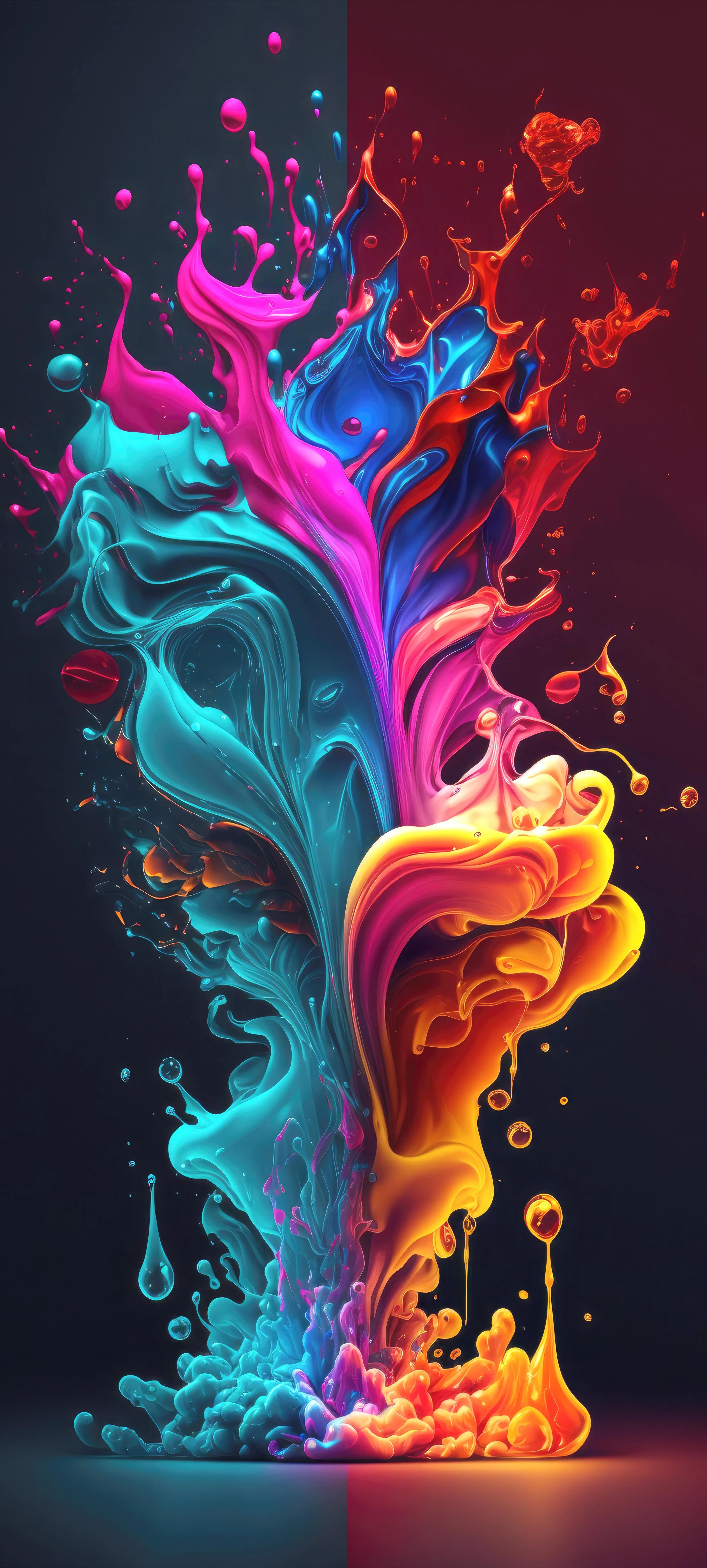 Color Splash Art on Black Background in Vivid Style Image