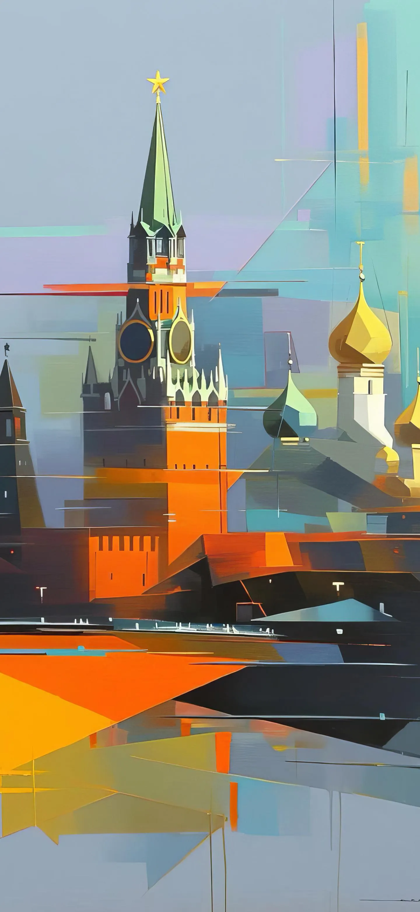 Colorful Abstract Cityscape with Vibrant Light Effects