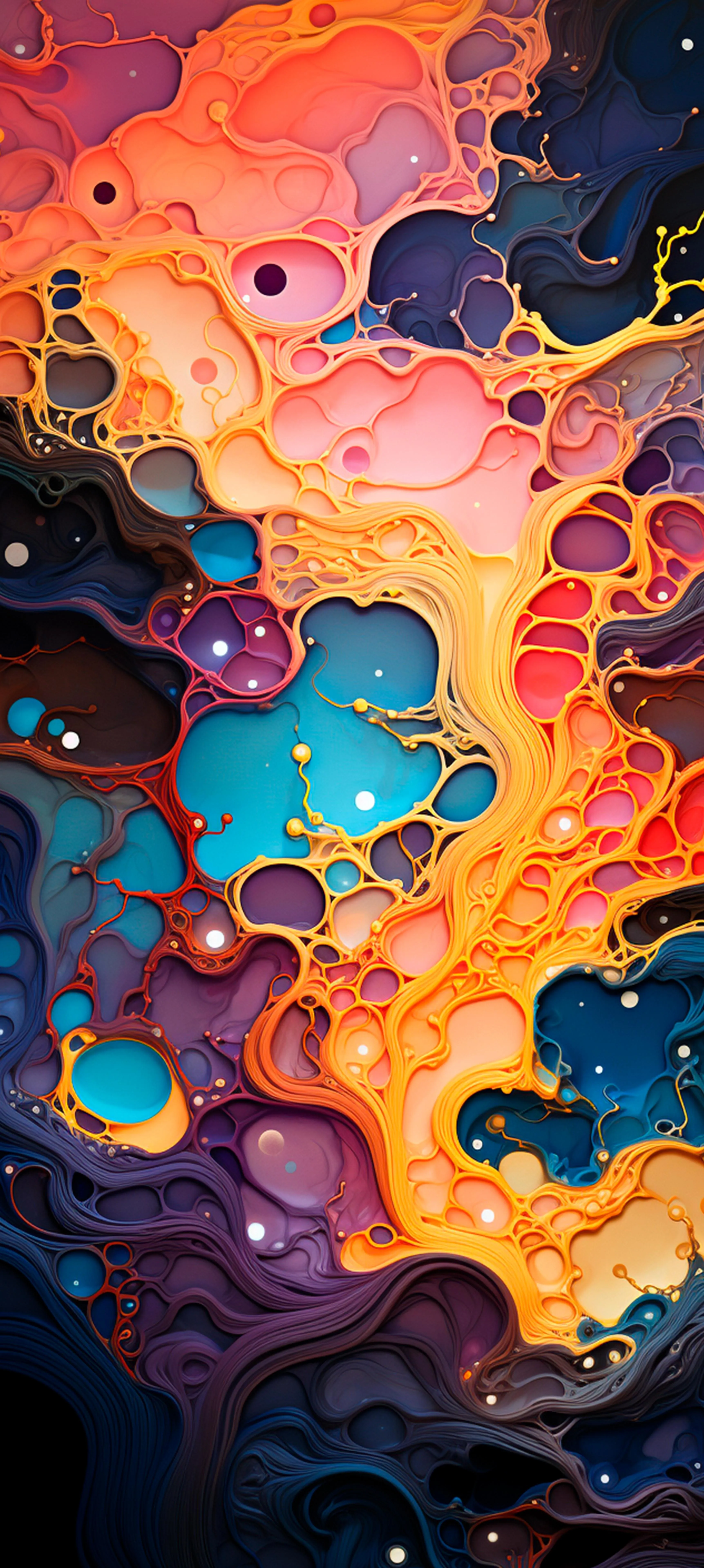 Colorful Abstract Fluid Paint Art on Dark Background