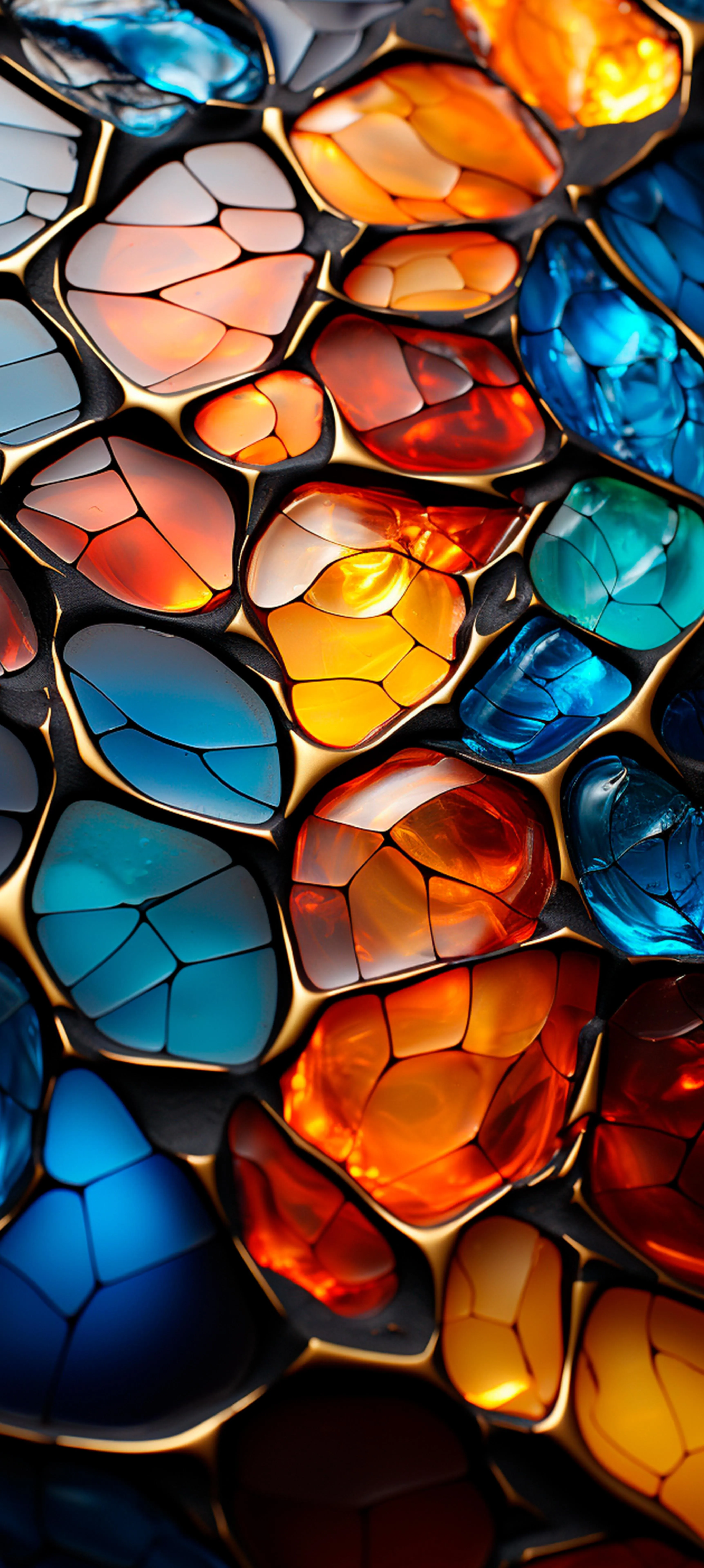 Colorful Abstract Gemstones Pattern with Vivid Bright Colors