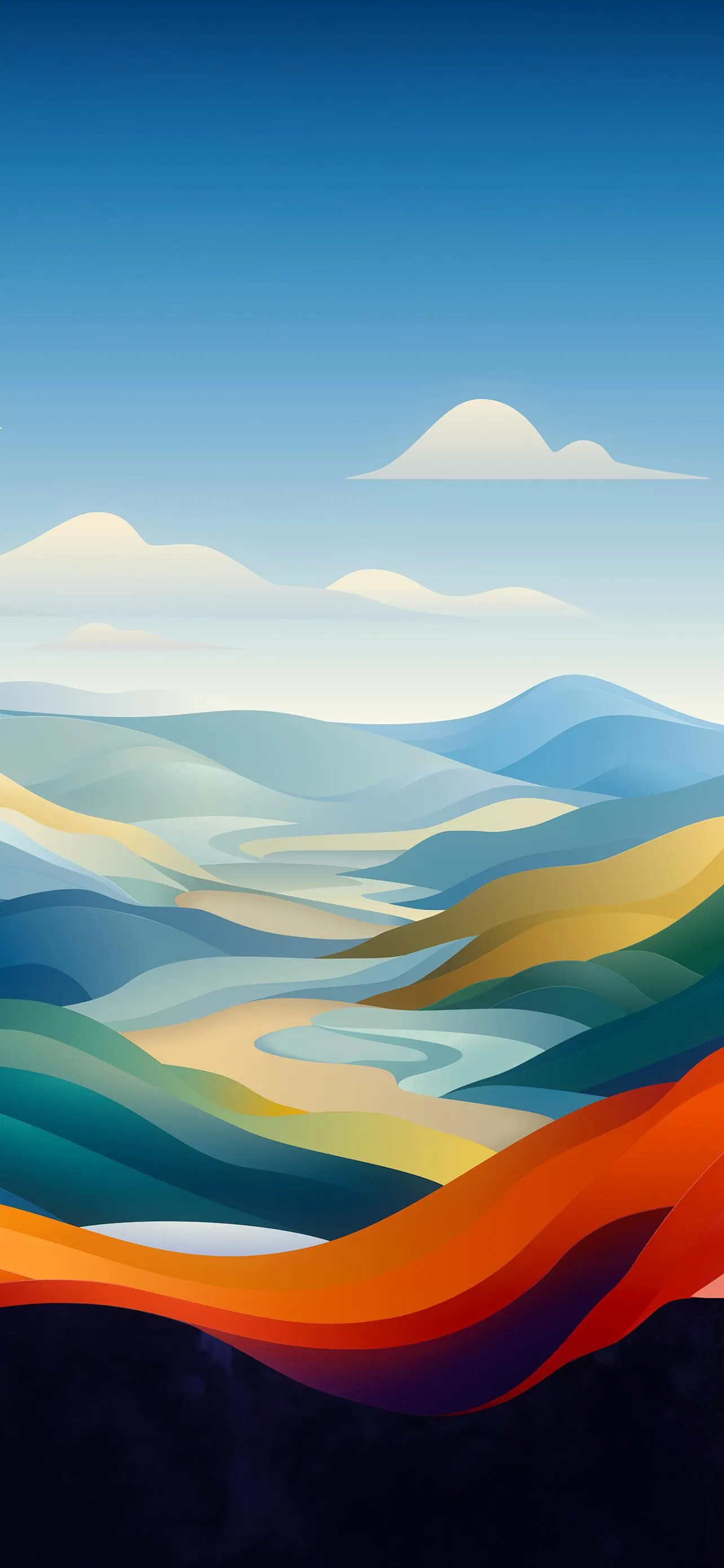 Colorful Abstract Mountain Landscape Digital Art Wallpaper