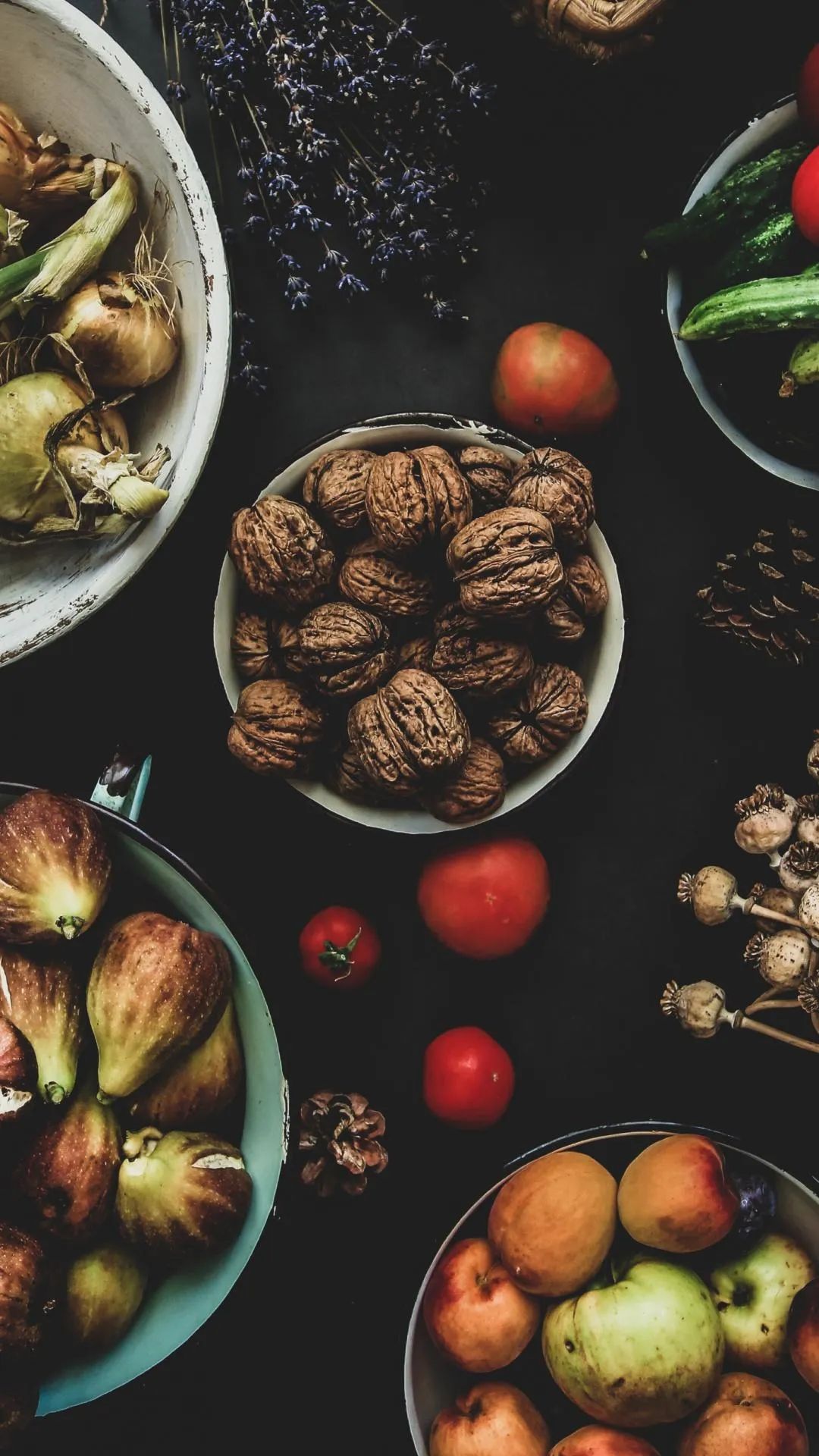Colorful Assorted Fruits and Vegetables on Black Table
