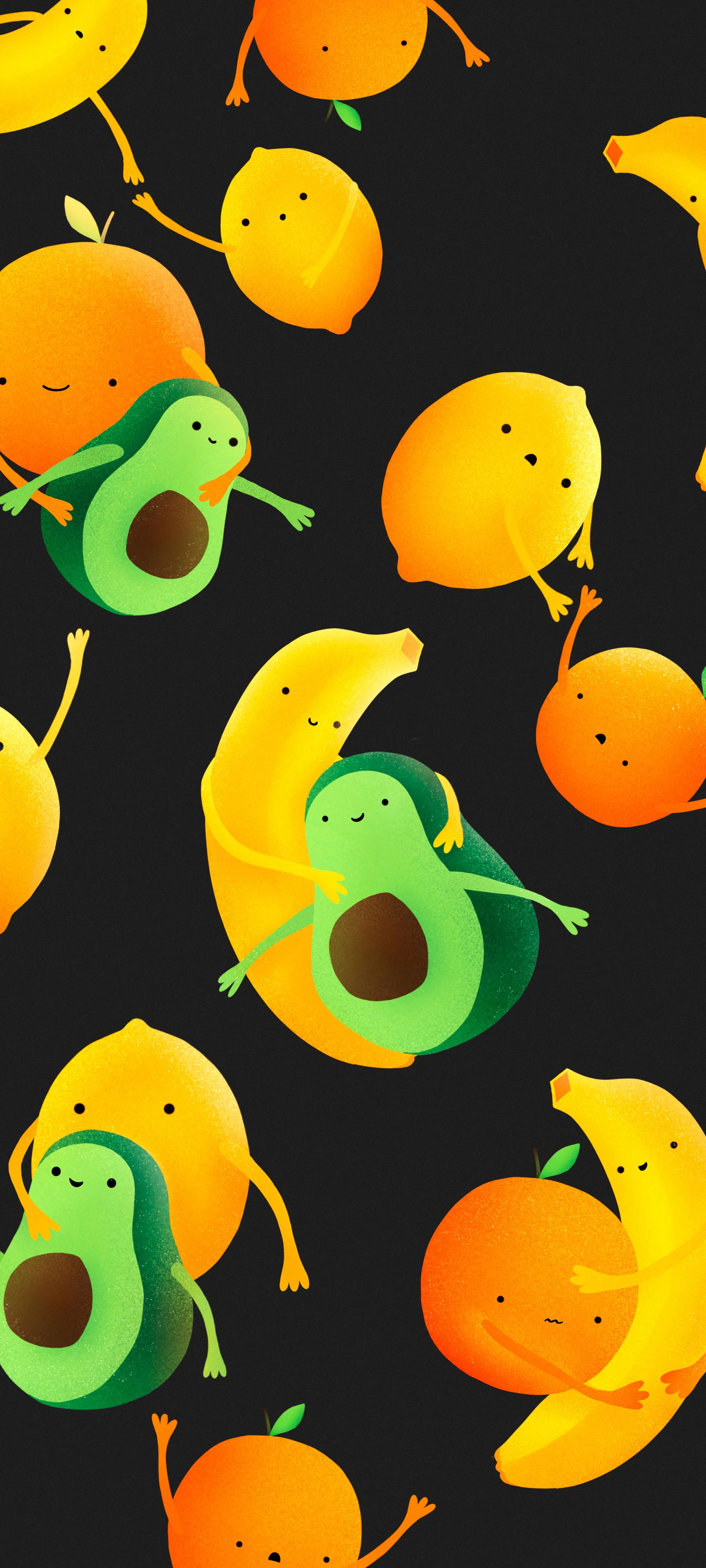 Colorful Avocado Pattern with Fun Cartoon Style Wallpaper