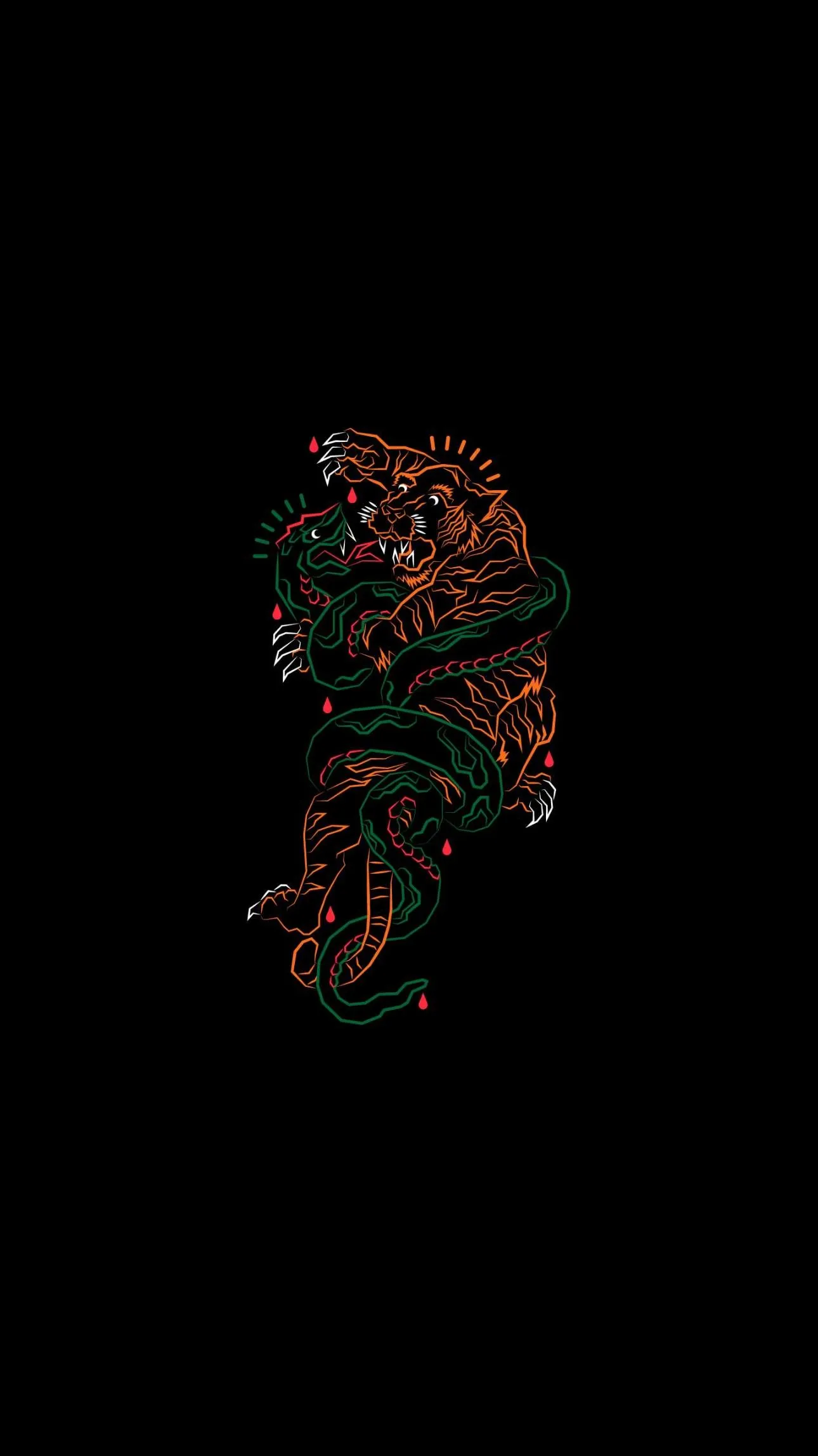 Colorful Bear and Snake Silhouette Artistic Dark Wallpaper