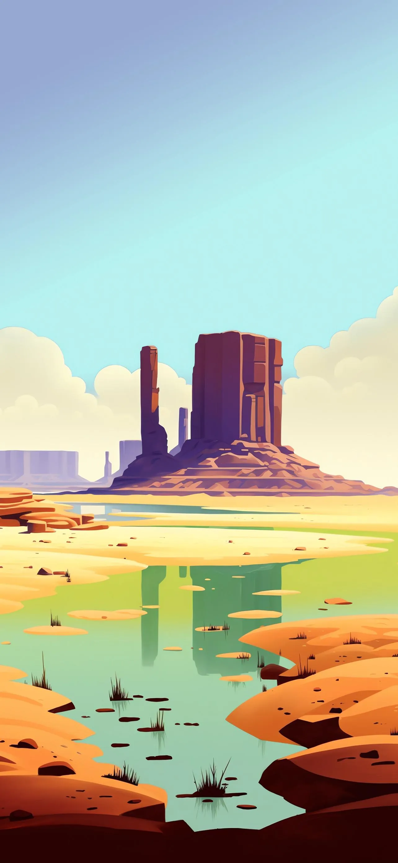 Colorful Desert Canyon Landscape Under Bright Sky Wallpaper