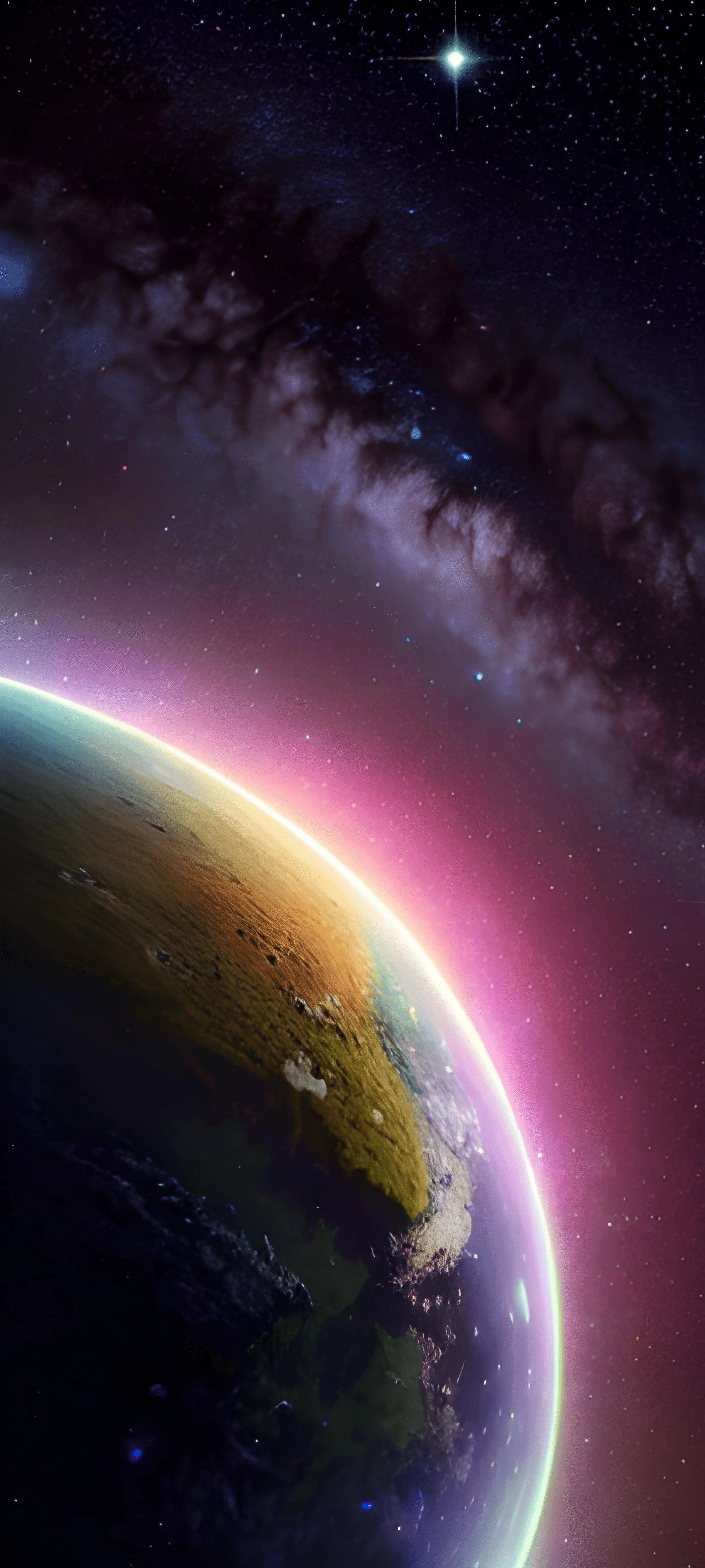 Colorful Earth Planet with Galaxy Background Wallpaper