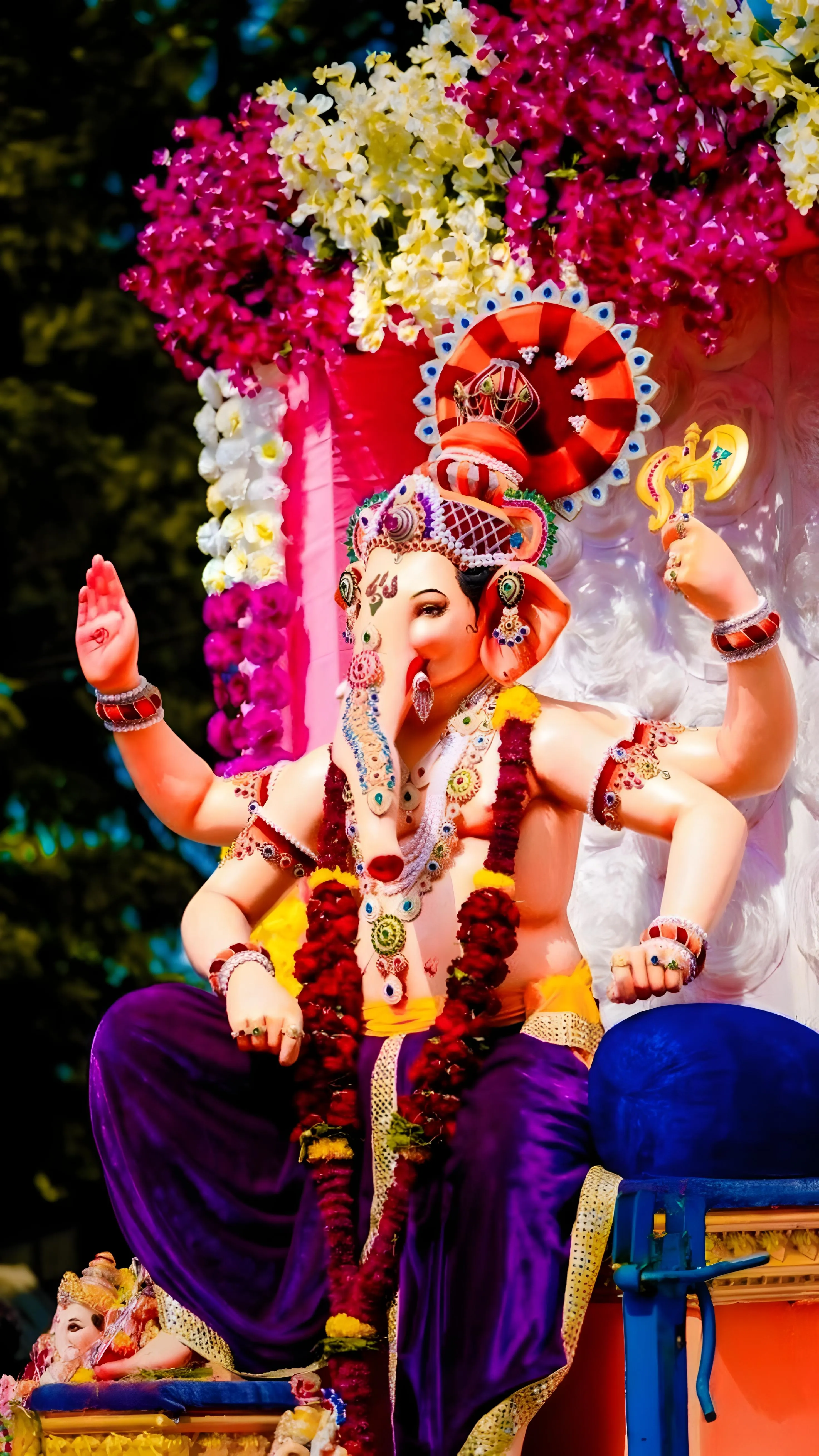 Colorful Festival Dancers Wearing Traditional Masks and Clothes