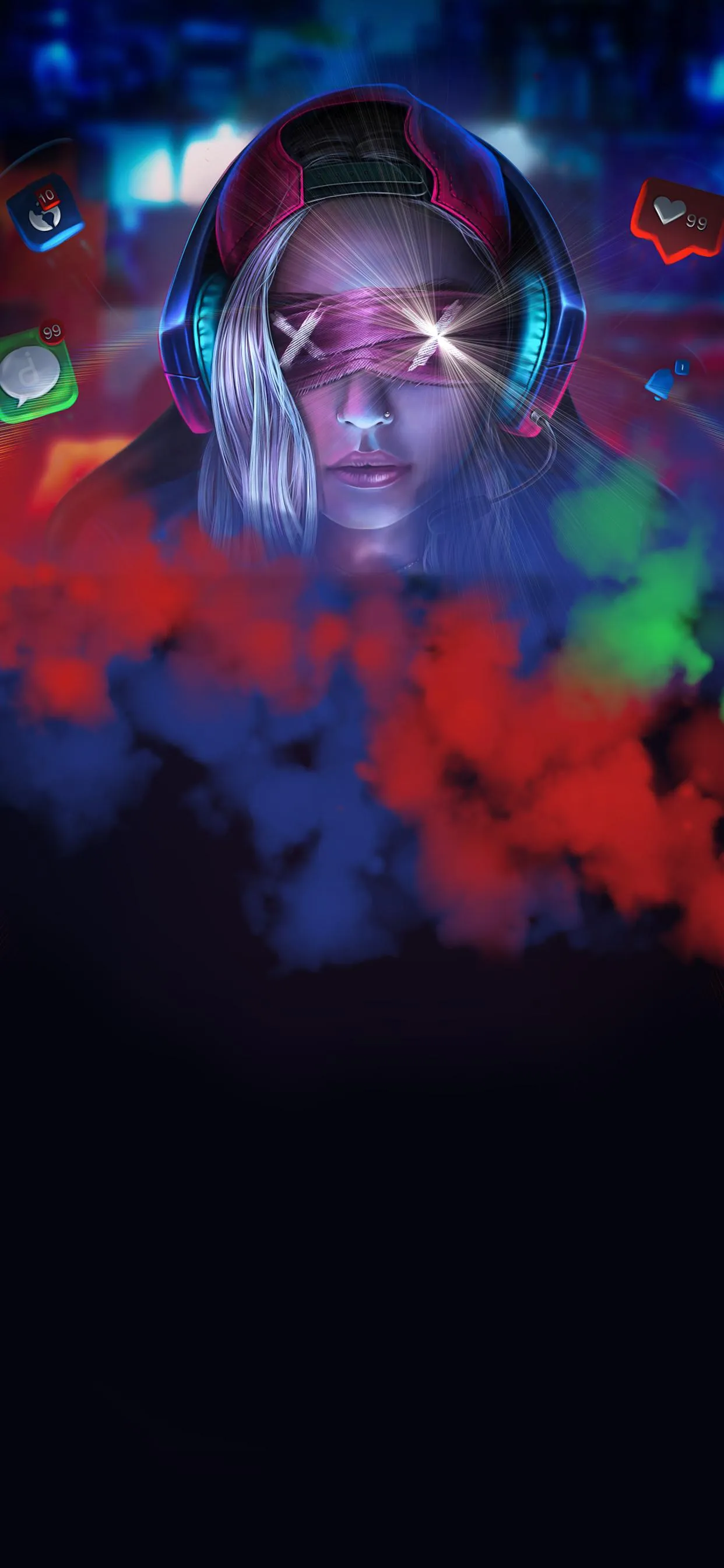 Colorful Galaxy Portrait with Cosmic Smoke Design Image