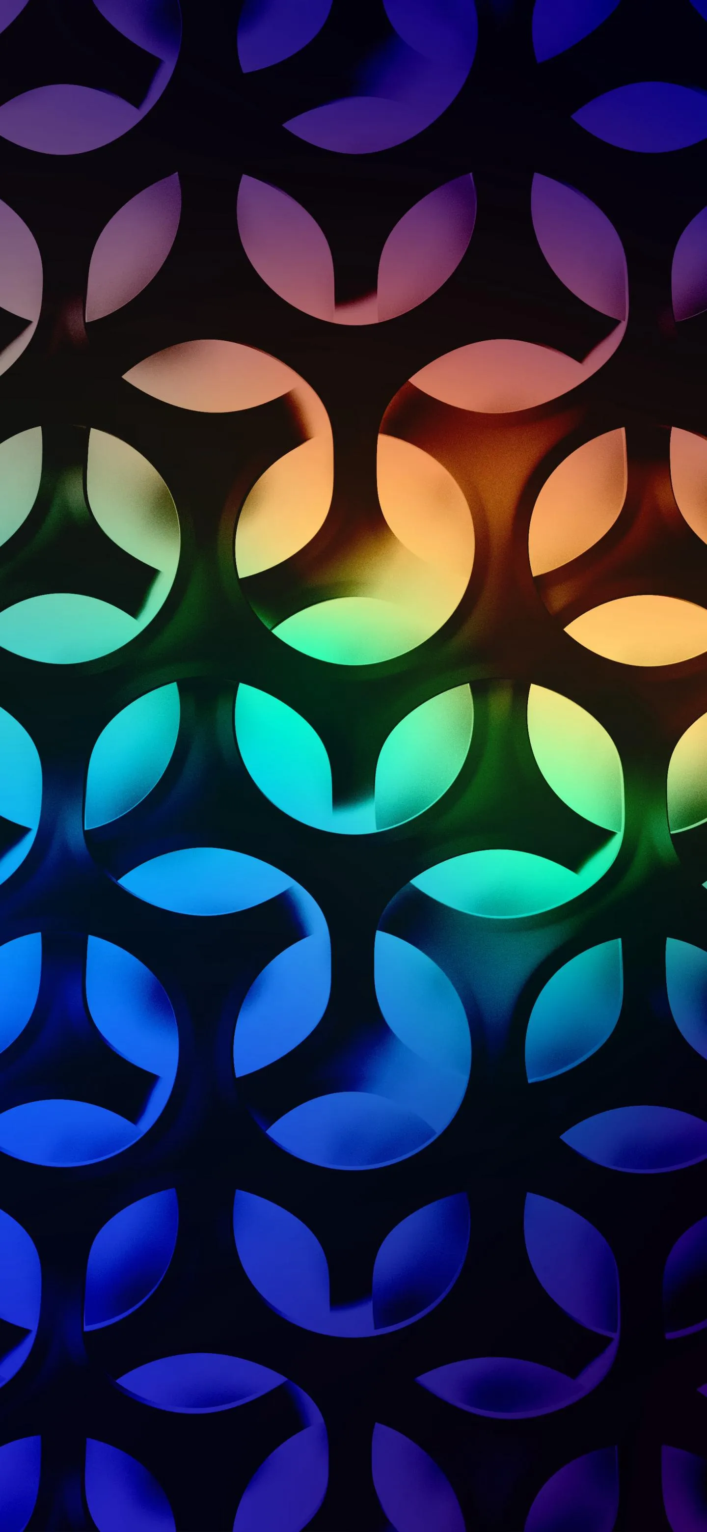 Colorful Geometric Shapes on Black Abstract Surface