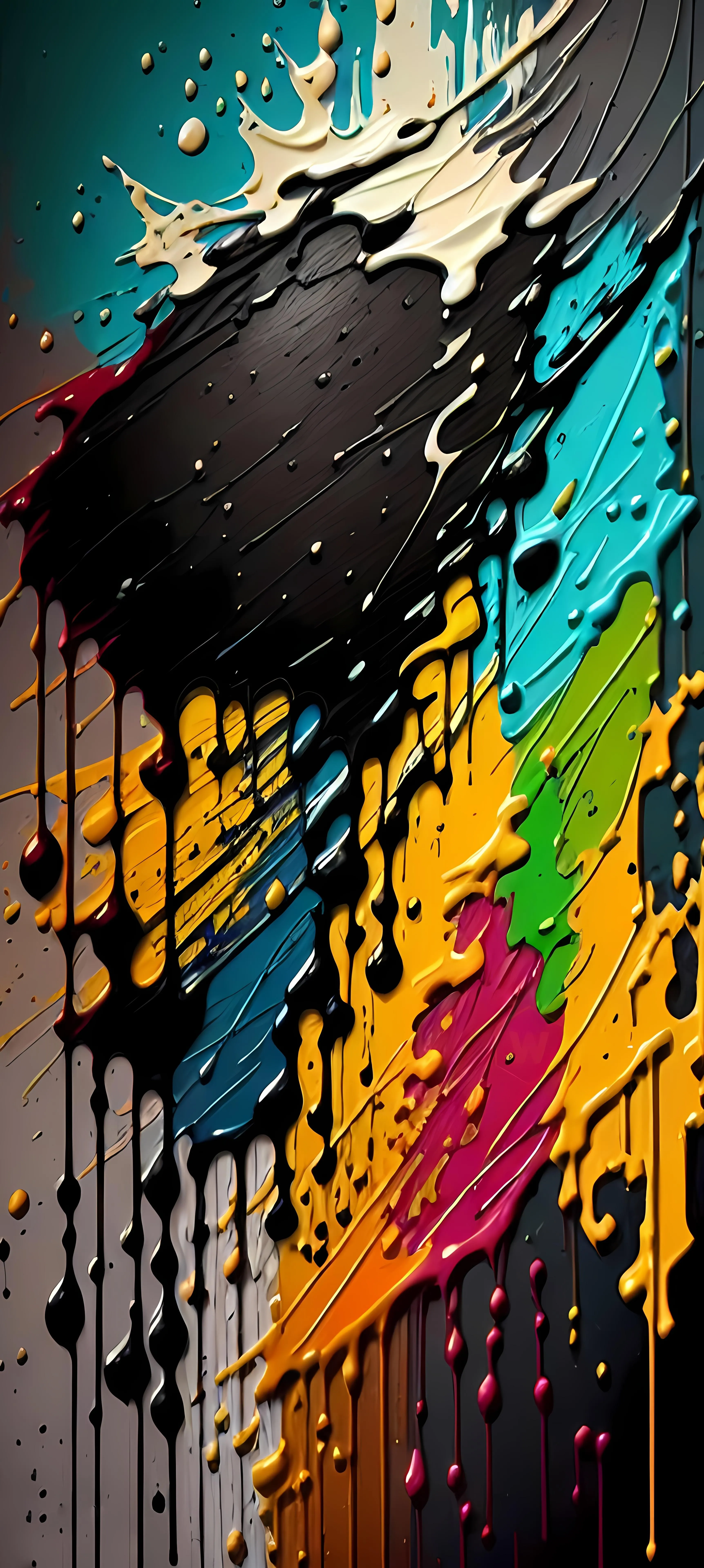 Colorful Graffiti Wall Art with Dripping Paint Design Image