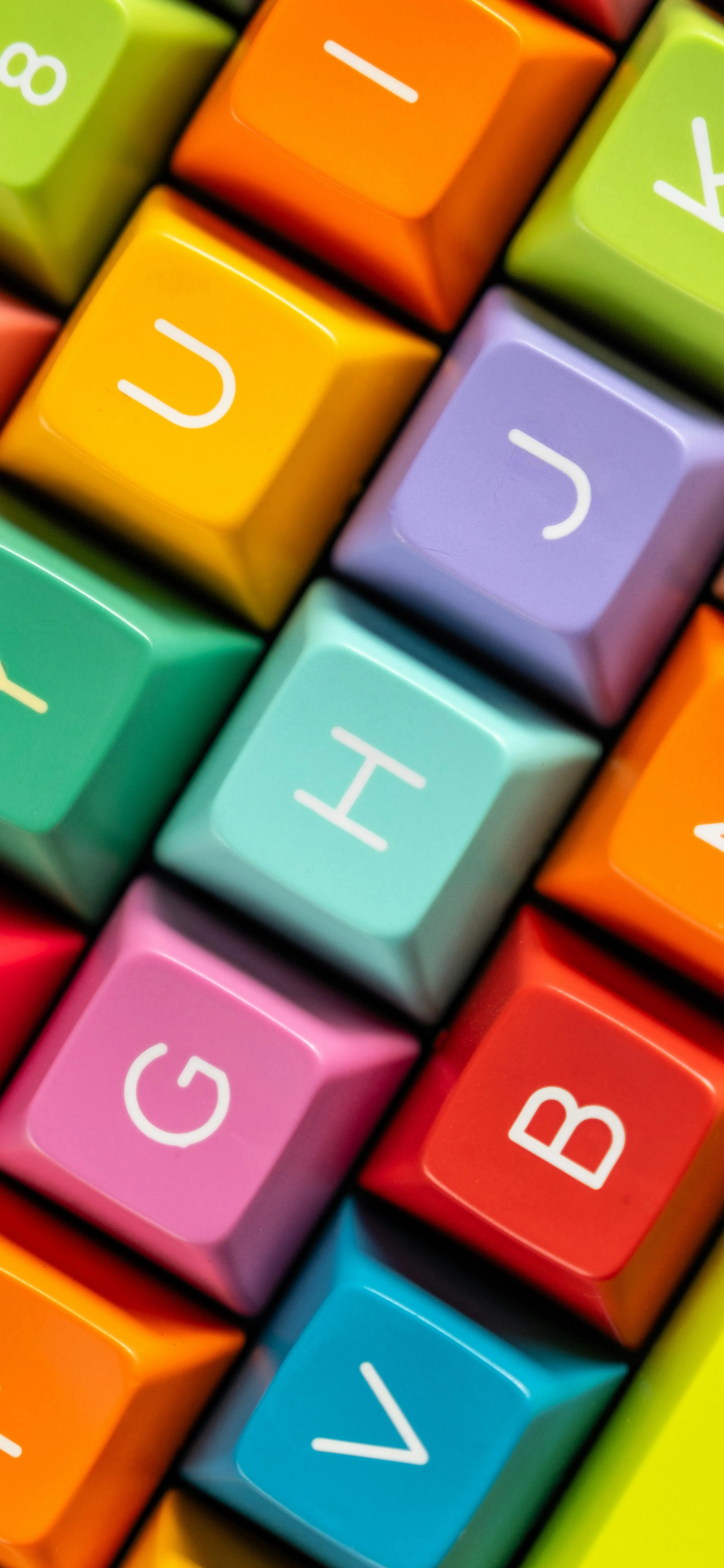 Colorful Keyboard Keys Arranged in Unique Pattern Image