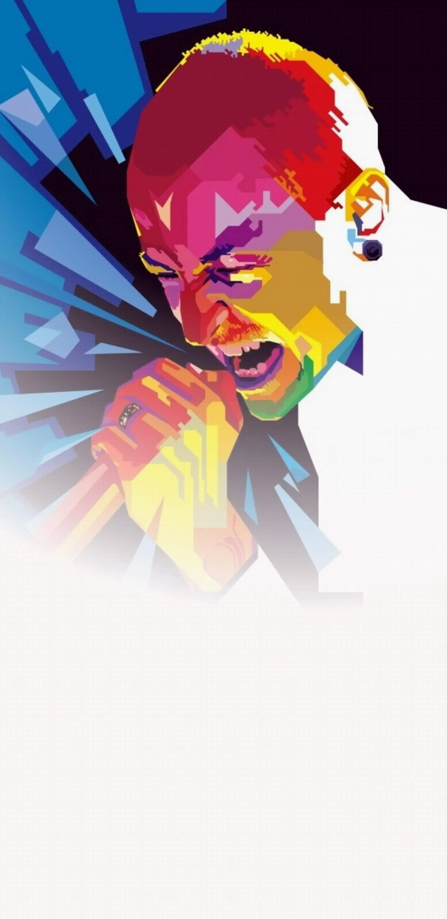 Colorful Man Painting on White Canvas Background Wallpaper