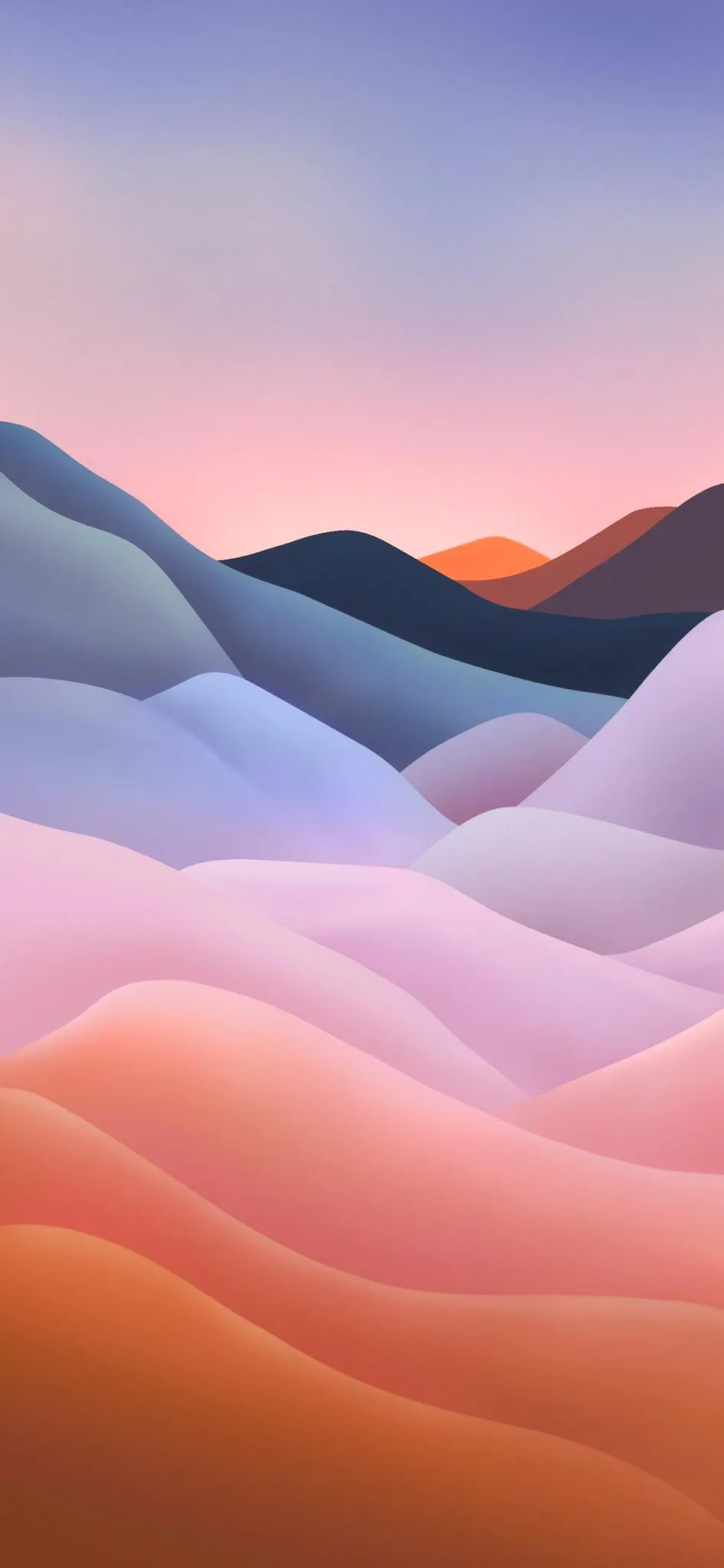 Colorful Mountain Layers in Soft 3D Style Design Wallpaper
