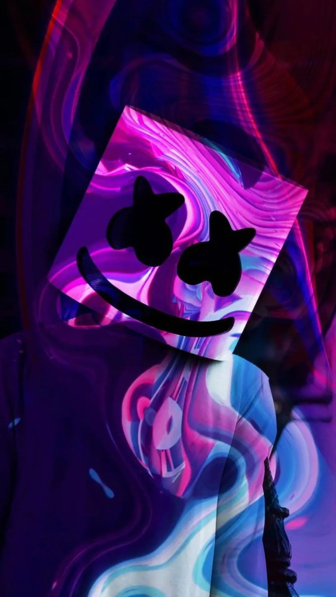 Colorful Neon Masked Character Digital Art Design Wallpaper